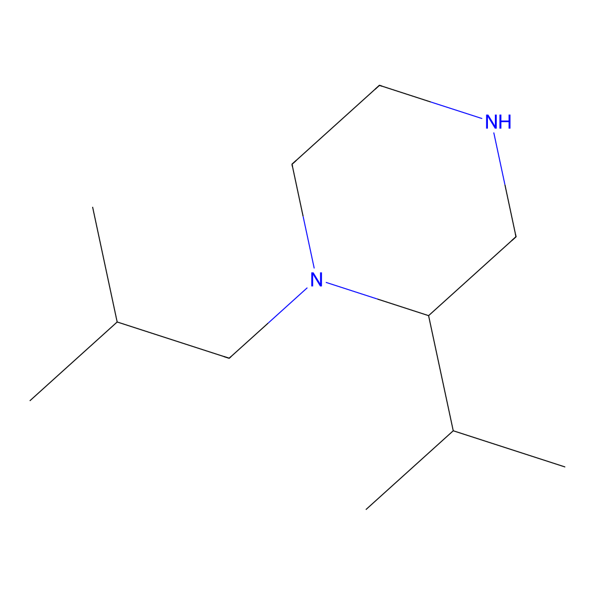 1-(2-Methylpropyl)-2-(propan-2-yl)piperazine molecular structure, CAS 1267461-71-1