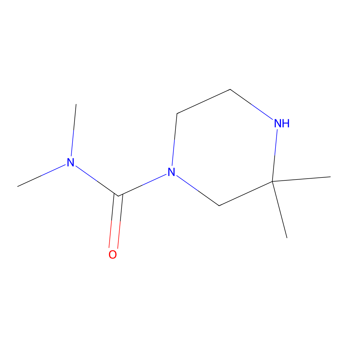 N,N,3,3-tetramethylpiperazine-1-carboxamide molecular structure, CAS 1267462-10-1