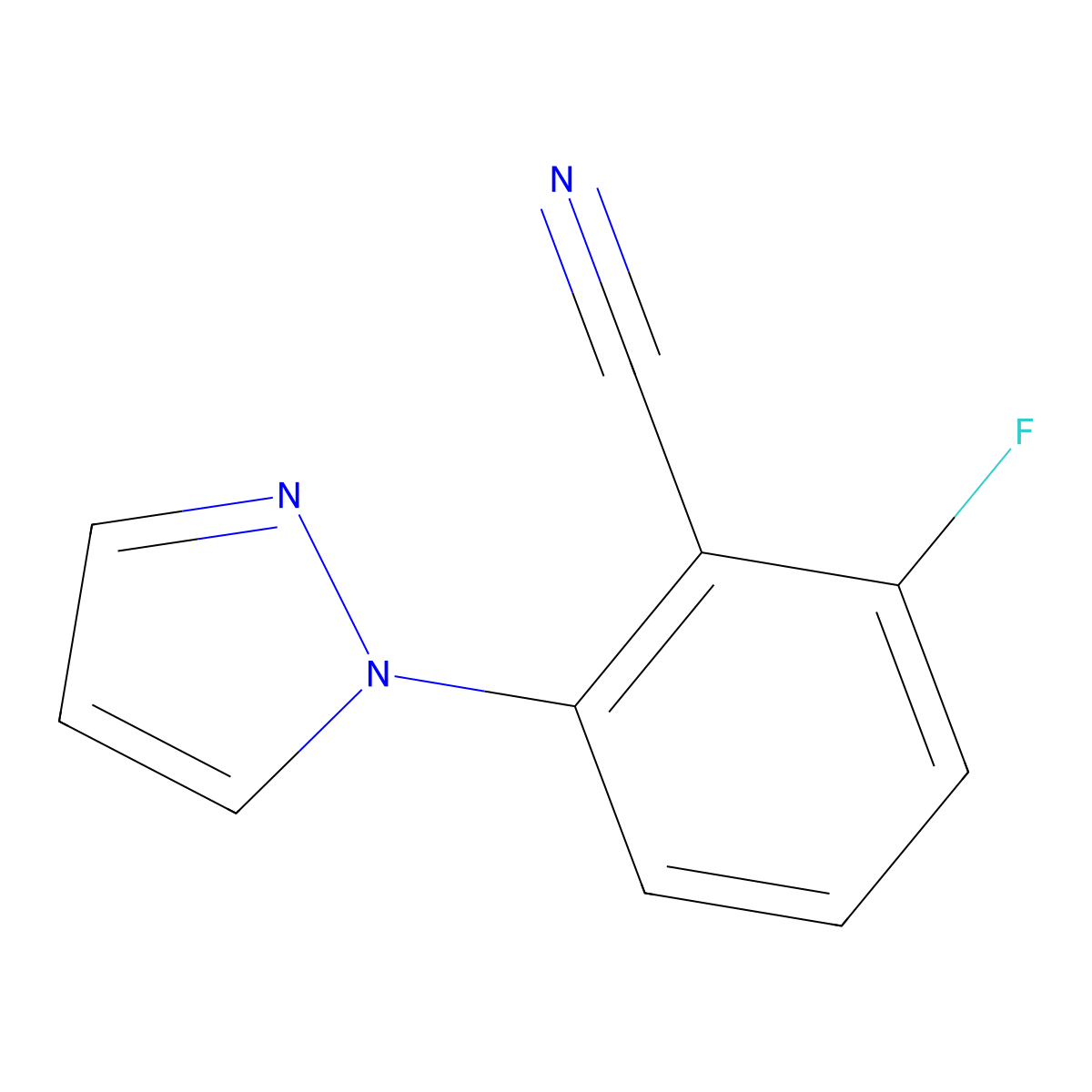 2-fluoro-6-(1H-pyrazol-1-yl)benzonitrile molecular structure, CAS 1267462-38-3