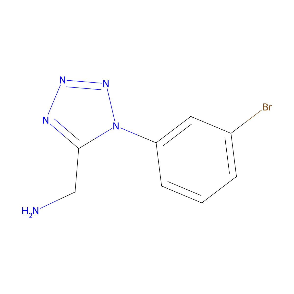 [1-(3-bromophenyl)-1H-1,2,3,4-tetrazol-5-yl]methanamine molecular structure, CAS 1267466-11-4