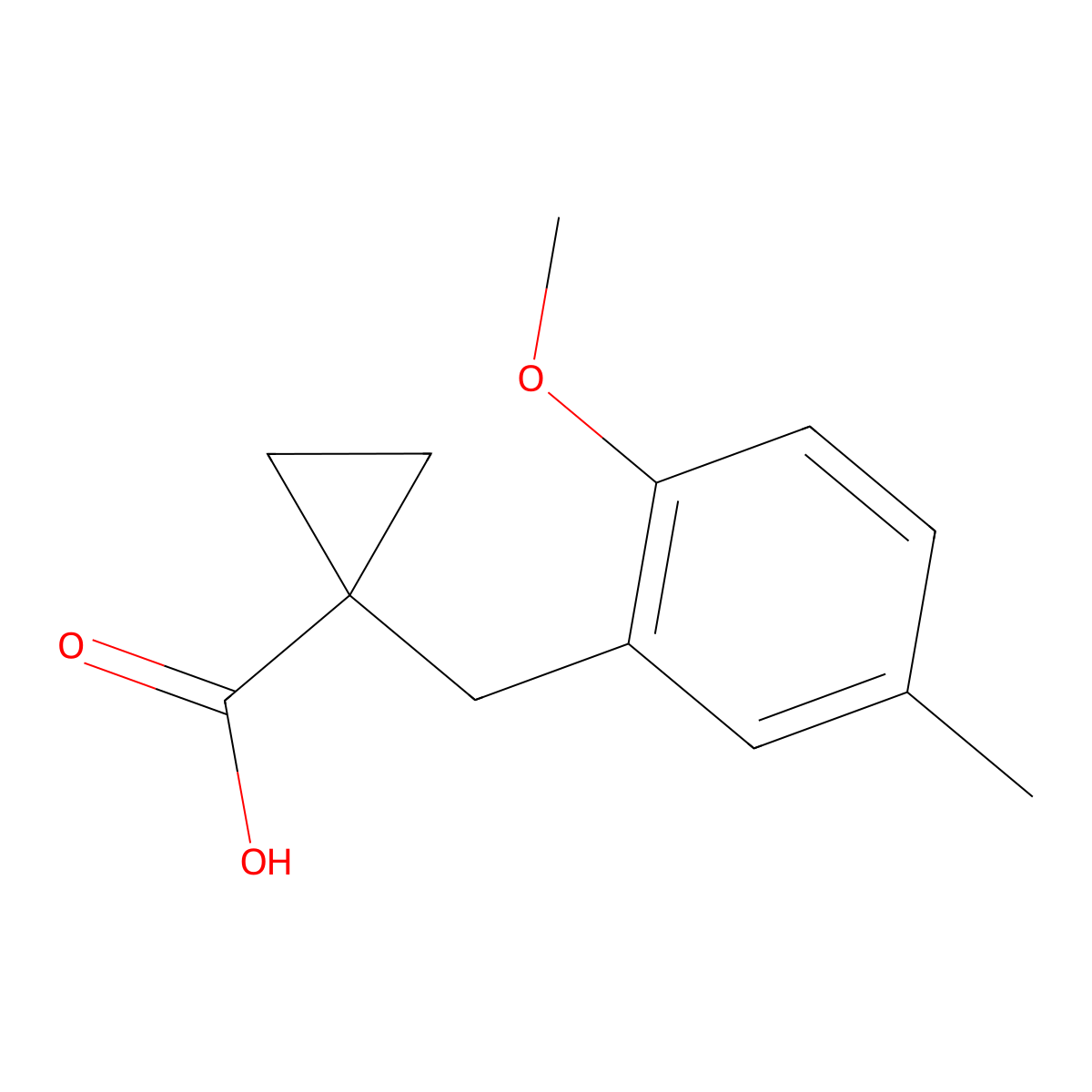 1-(2-Methoxy-5-methylbenzyl)cyclopropane-1-carboxylic acid molecular structure, CAS 1267468-58-5
