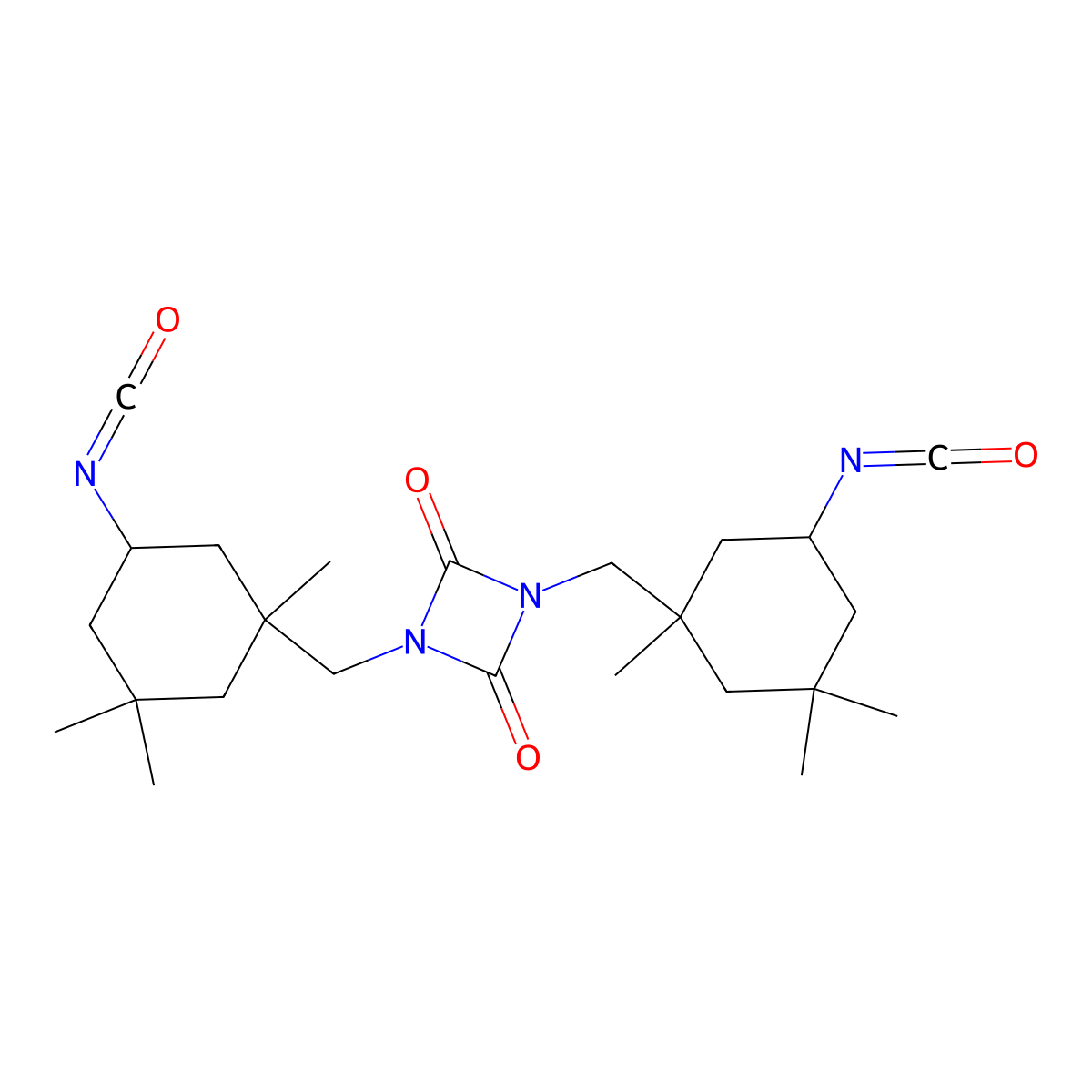 1,3-Diazetidine-2,4-dione, 1,3-bis((5-isocyanato-1,3,3-trimethylcyclohexyl)methyl)- molecular structure, CAS 126747-80-6