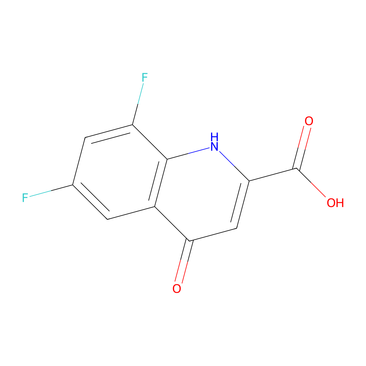 6,8-Difluoro-4-oxo-1,4-dihydroquinoline-2-carboxylic acid molecular structure, CAS 1267474-18-9