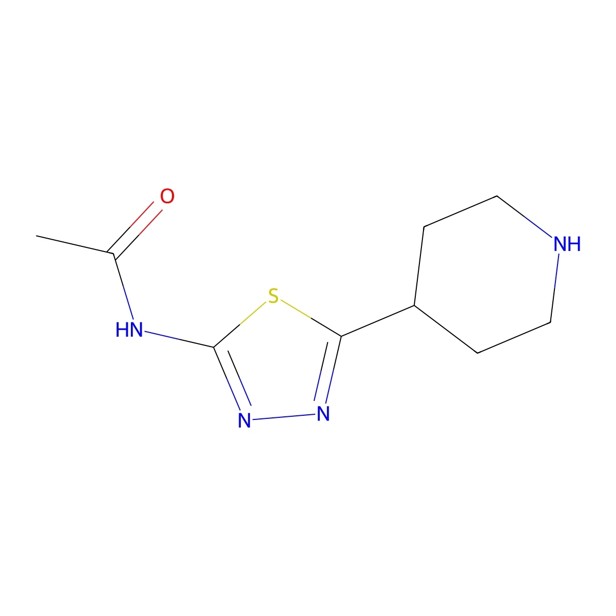 N-[5-(Piperidin-4-YL)-1,3,4-thiadiazol-2-YL]acetamide molecular structure, CAS 1267477-40-6