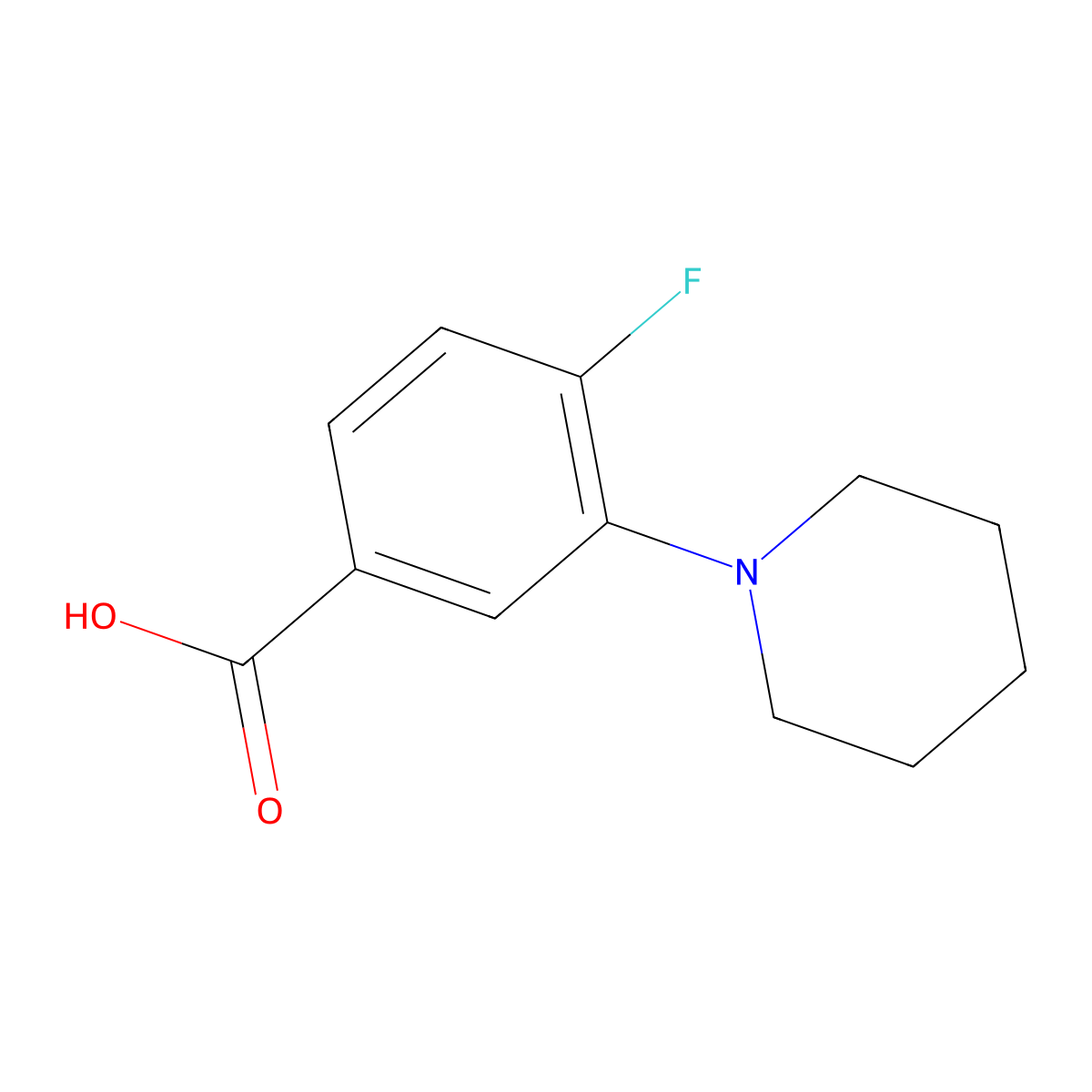 4-Fluoro-3-(piperidin-1-yl)benzoic acid molecular structure, CAS 1267482-63-2