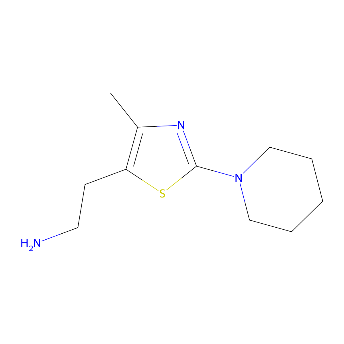 2-(4-Methyl-2-(piperidin-1-yl)thiazol-5-yl)ethan-1-amine molecular structure, CAS 1267487-77-3