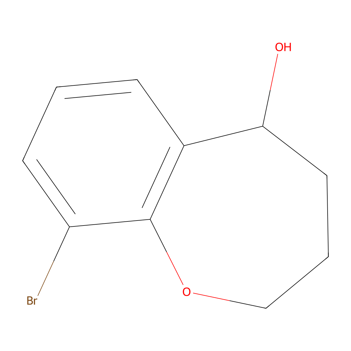 9-Bromo-2,3,4,5-tetrahydro-1-benzoxepin-5-ol molecular structure, CAS 1267493-24-2