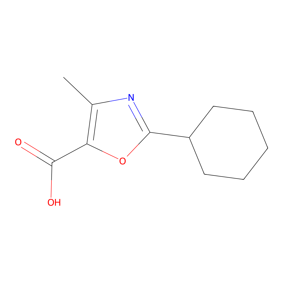 2-Cyclohexyl-4-methyl-1,3-oxazole-5-carboxylic acid molecular structure, CAS 1267496-86-5
