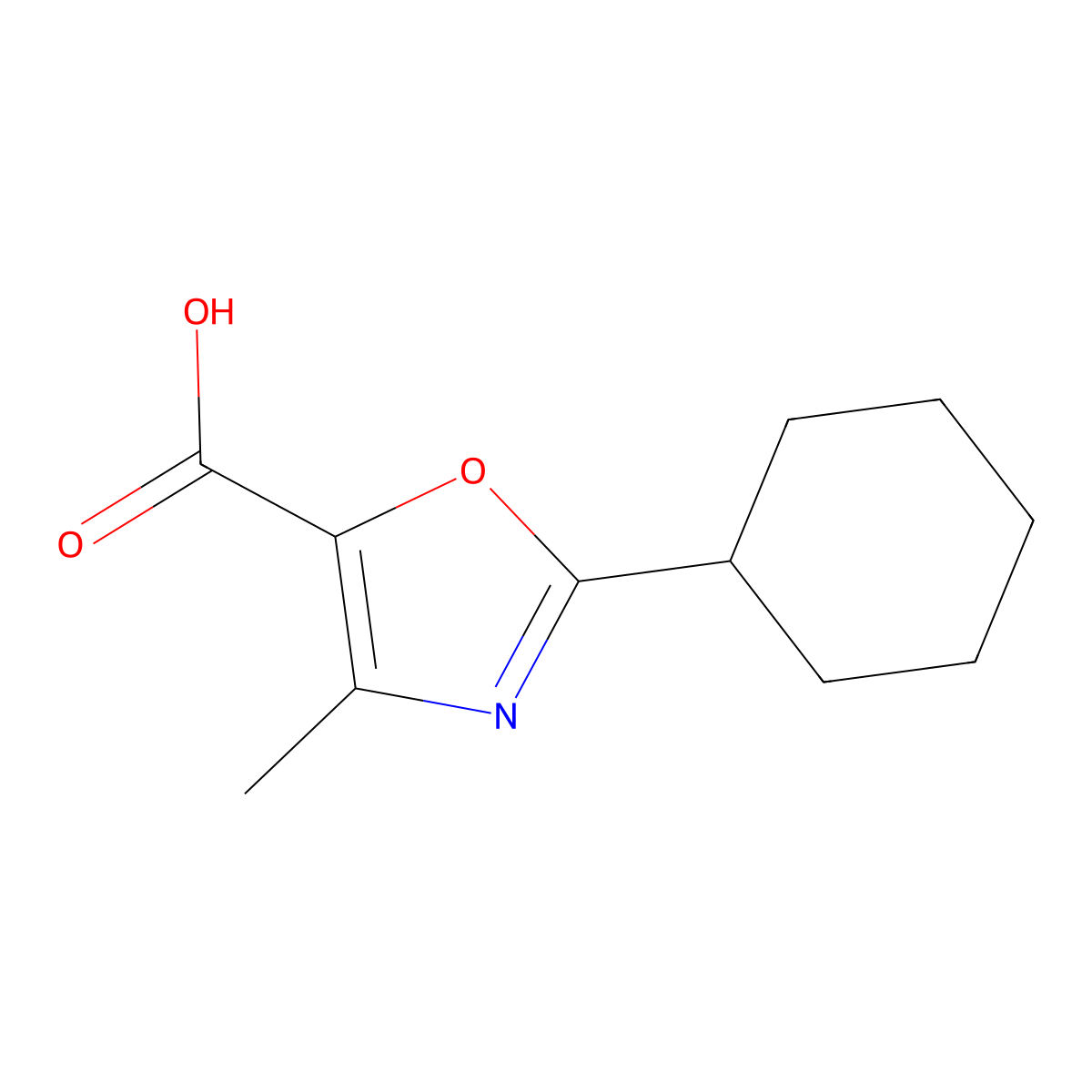 2-Cyclohexyl-4-methyl-1,3-oxazole-5-carboxylic acid molecular structure, CAS 1267496-86-5