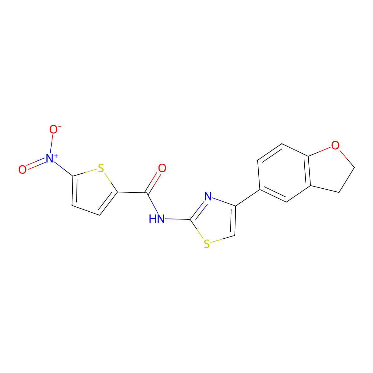 N-[4-(2,3-dihydro-1-benzofuran-5-yl)-1,3-thiazol-2-yl]-5-nitrothiophene-2-carboxamide molecular structure, CAS 1267497-10-8