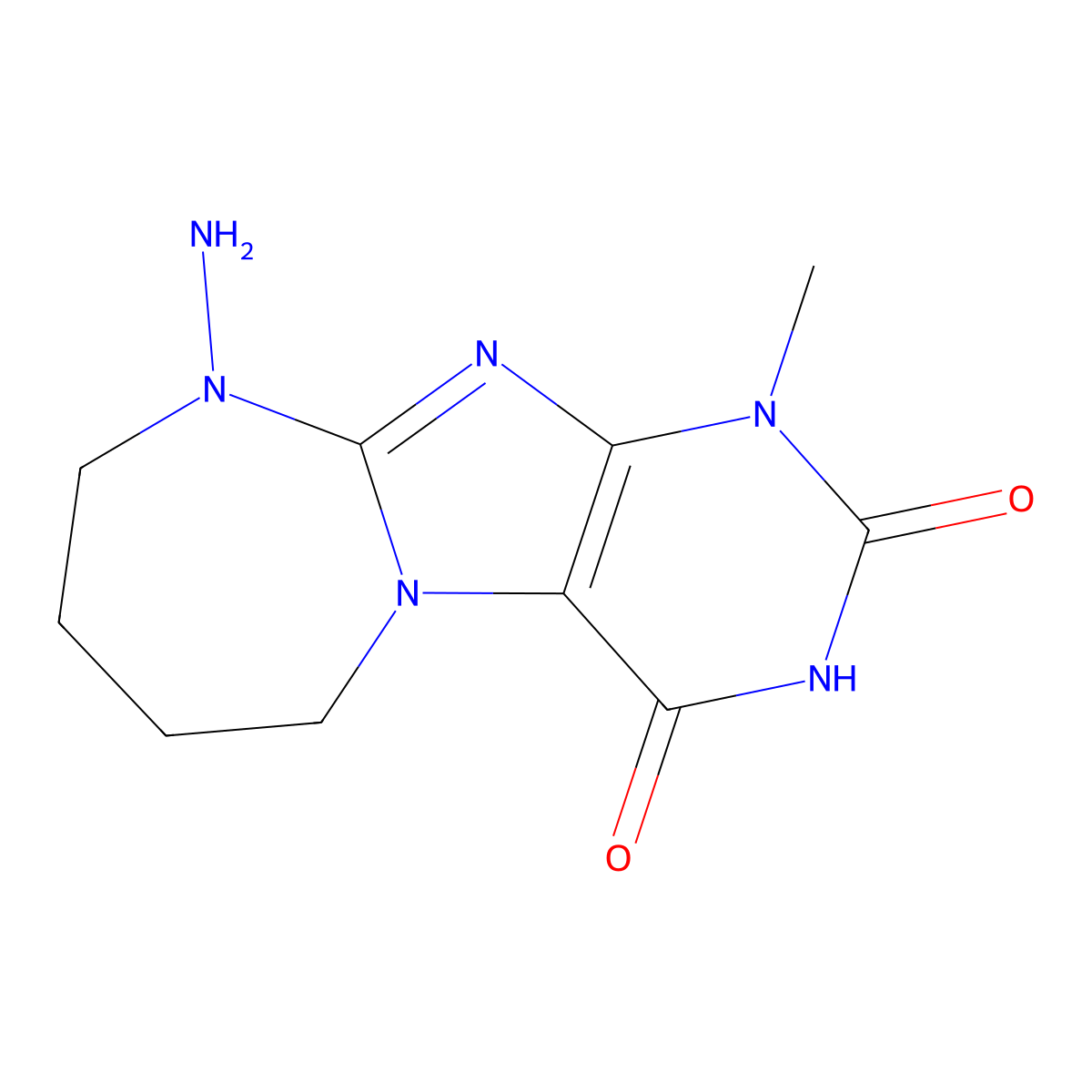 10-amino-1-methyl-1,3,5-trihydro-6H,7H,8H,9H-1,3-diazaperhydroepino[1,2-h]puri ne-2,4-dione molecular structure, CAS 1267498-99-6
