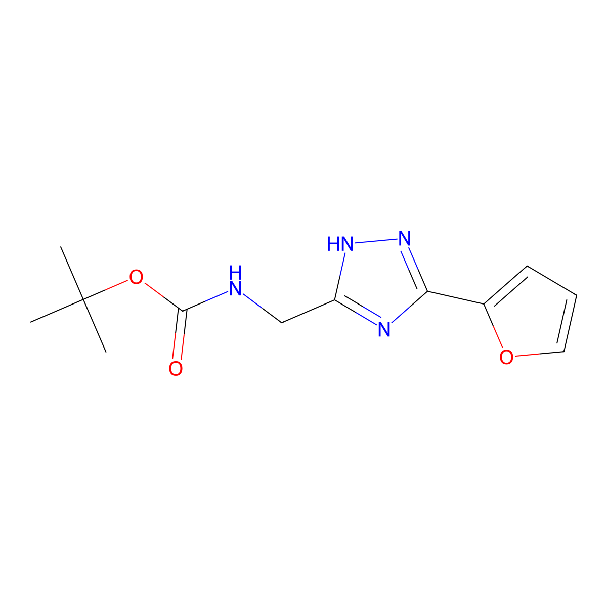 tert-butyl N-{[3-(furan-2-yl)-1H-1,2,4-triazol-5-yl]methyl}carbamate molecular structure, CAS 1267499-00-2