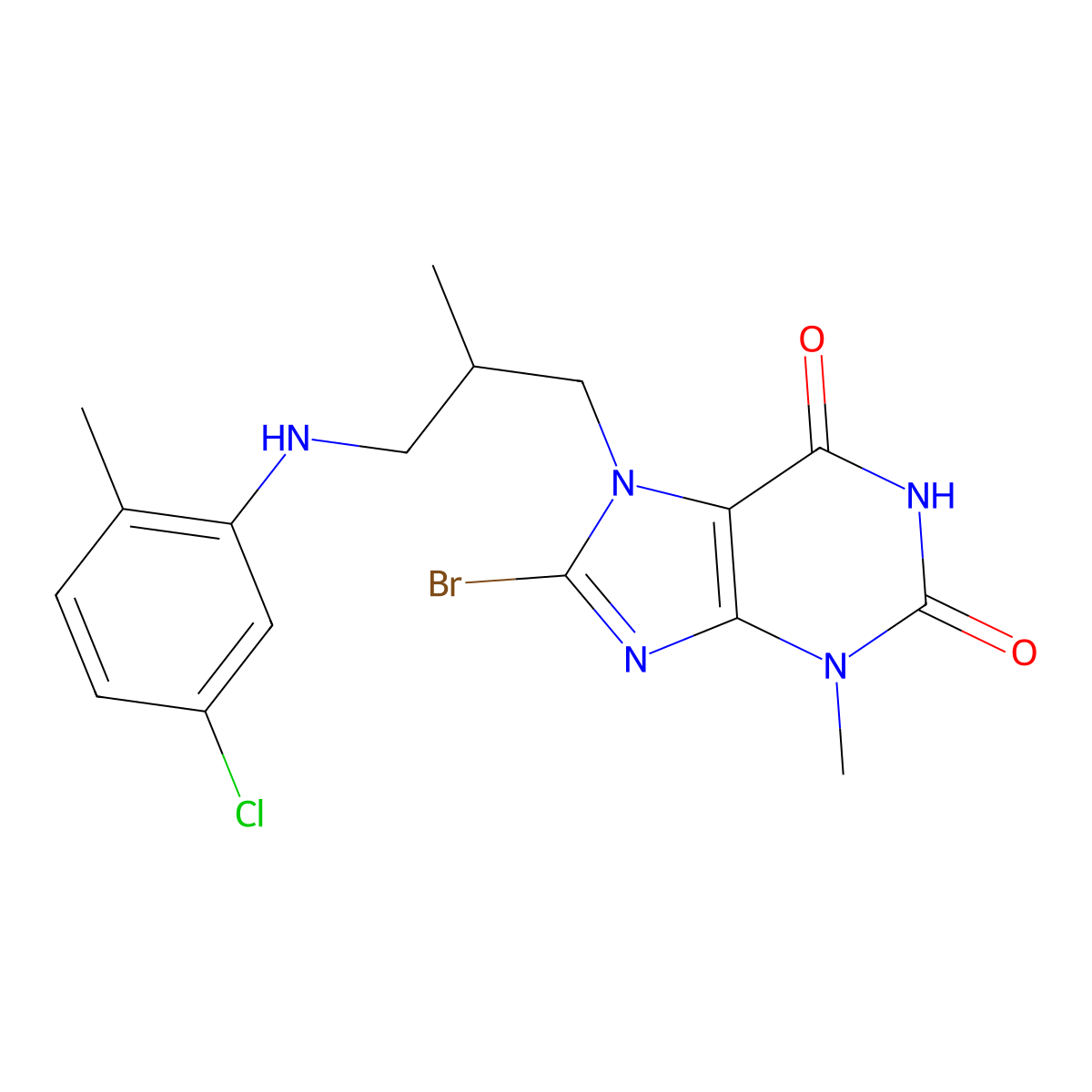 8-bromo-7-{3-[(5-chloro-2-methylphenyl)amino]-2-methylpropyl}-3-methyl-2,3,6,7-tetrahydro-1H-purine-2,6-dione molecular structure, CAS 1267499-03-5