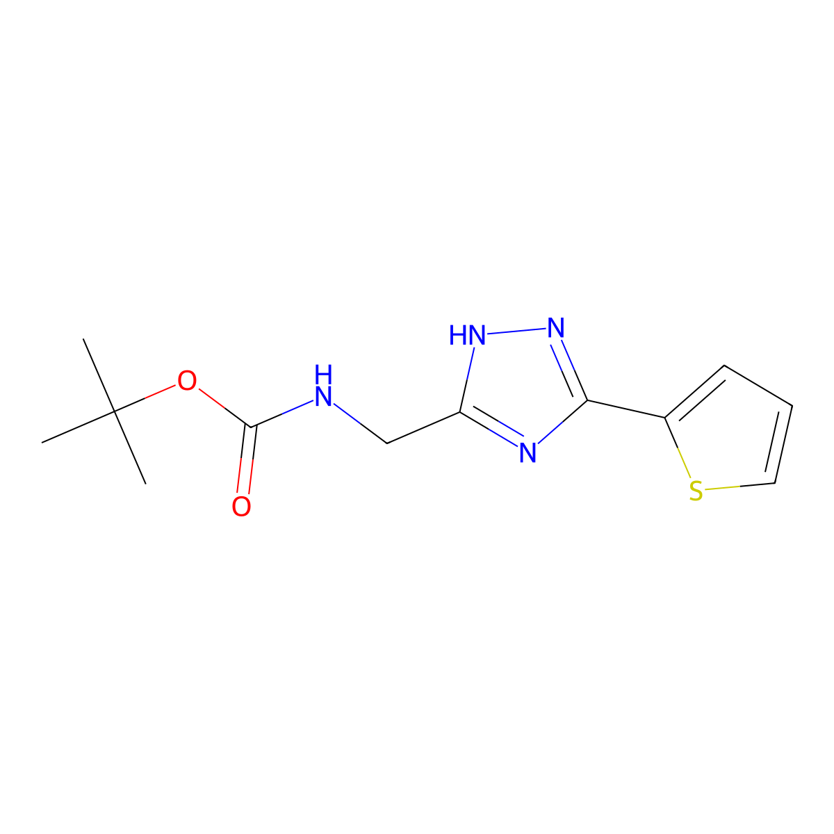 tert-butyl N-{[3-(thiophen-2-yl)-1H-1,2,4-triazol-5-yl]methyl}carbamate molecular structure, CAS 1267499-08-0