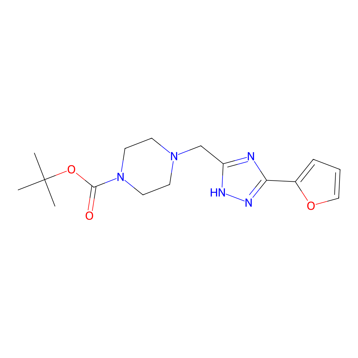 tert-butyl 4-[(3-(2-furyl)-1H-1,2,4-triazol-5-yl)methyl]piperazinecarboxylate molecular structure, CAS 1267499-13-7