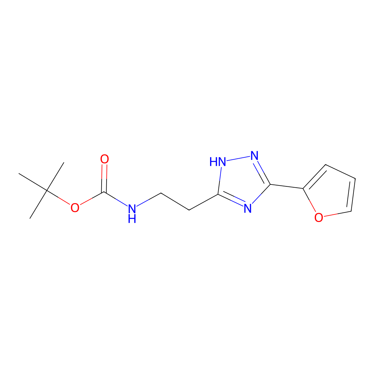 tert-butyl (2-(3-(furan-2-yl)-1H-1,2,4-triazol-5-yl)ethyl)carbamate molecular structure, CAS 1267499-19-3
