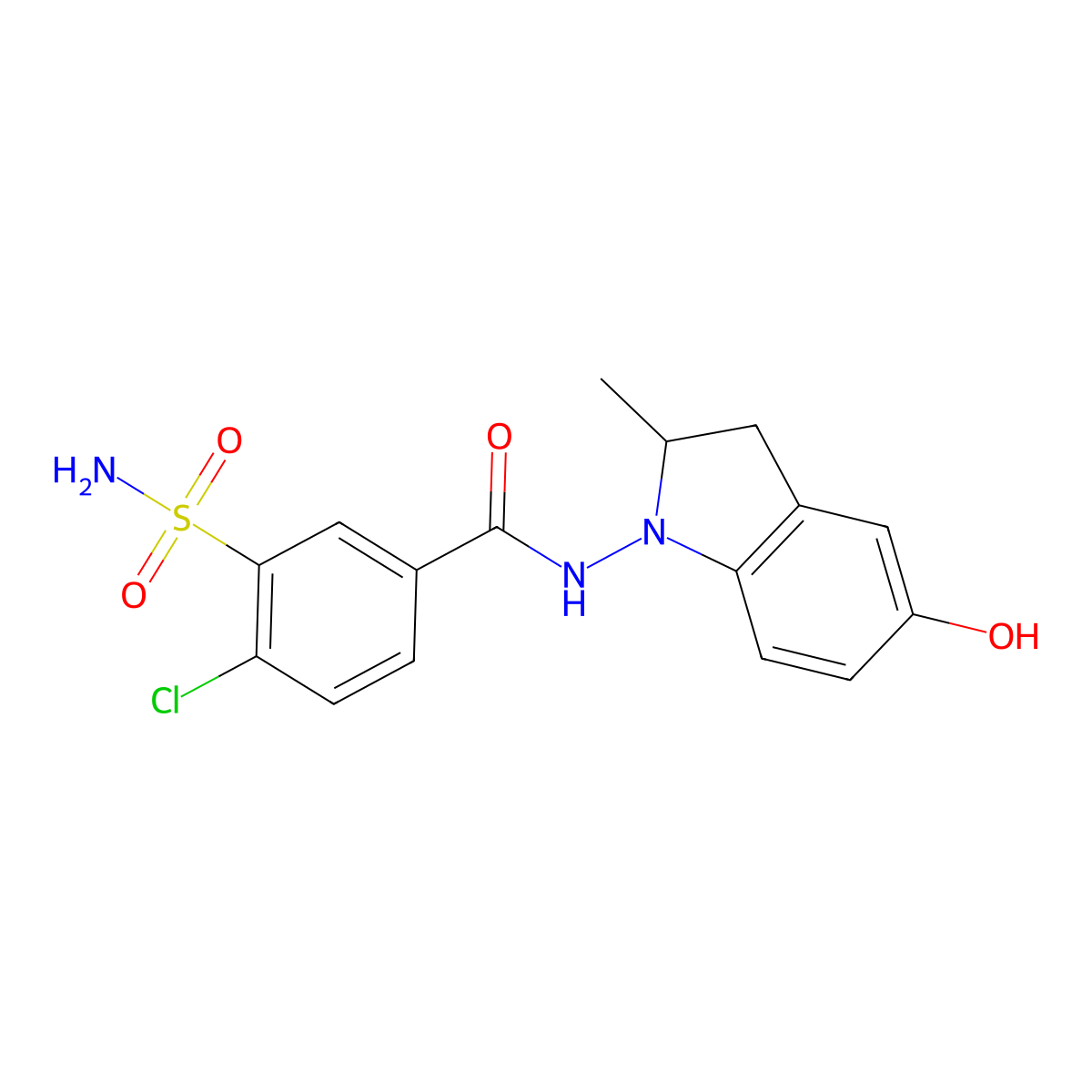 5-Hydroxyindapamide molecular structure, CAS 126750-70-7