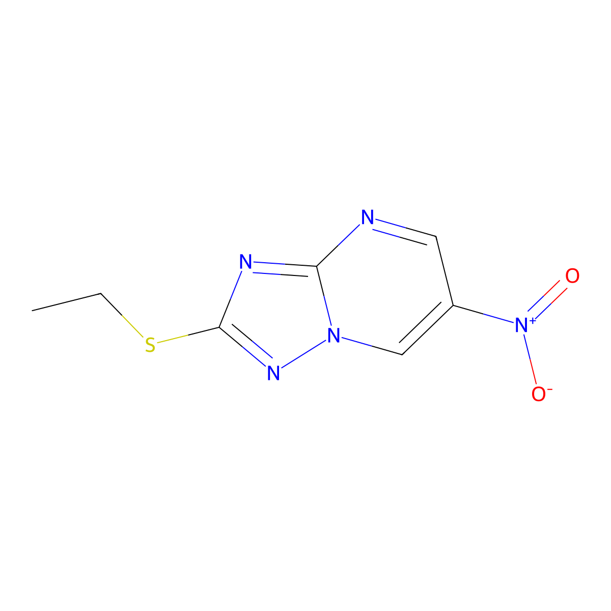 2-(Ethylthio)-6-nitro[1,2,4]triazolo[1,5-a]pyrimidine molecular structure, CAS 126750-72-9