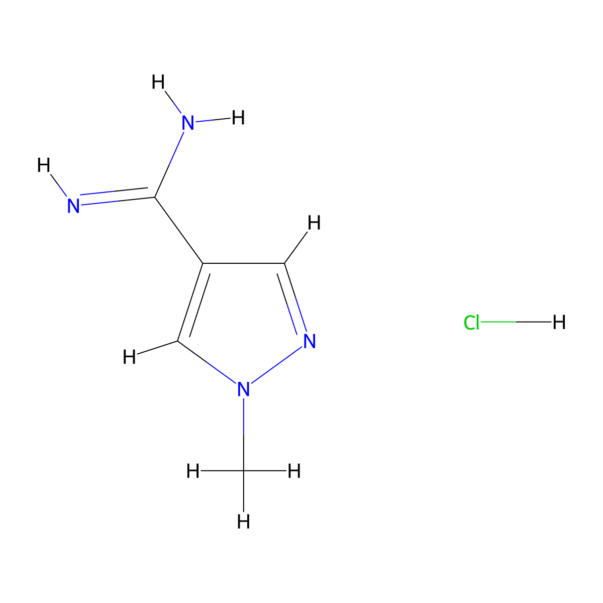 1-methyl-1H-pyrazole-4-carboximidamide hydrochloride molecular structure, CAS 1267500-60-6