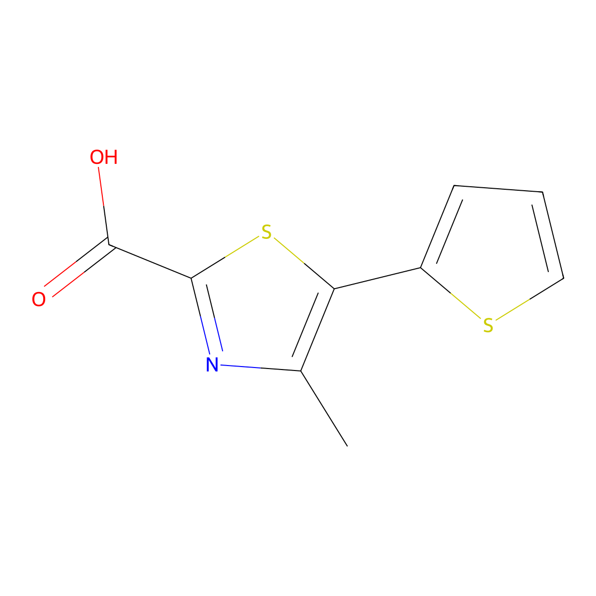 4-Methyl-5-(thiophen-2-YL)-1,3-thiazole-2-carboxylic acid molecular structure, CAS 1267525-80-3