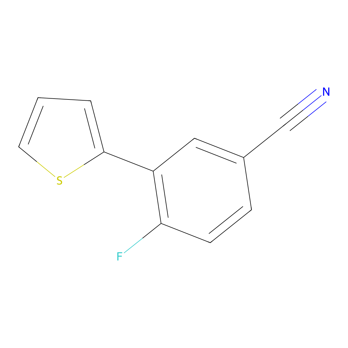 4-Fluoro-3-thiophen-2-ylbenzonitrile molecular structure, CAS 1267531-76-9