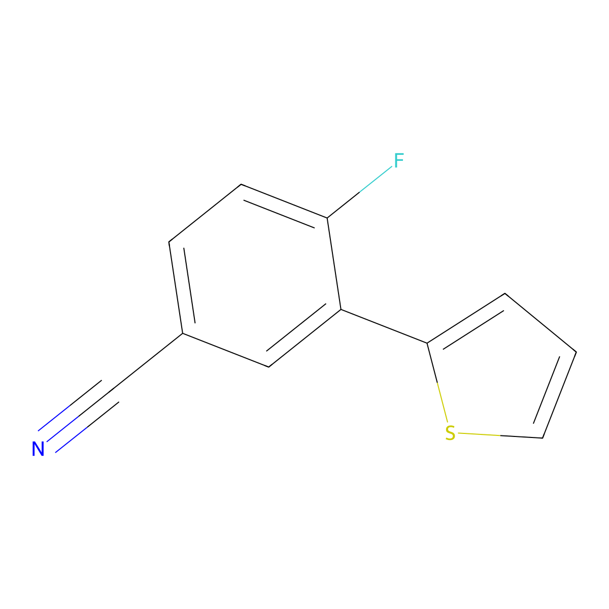 4-Fluoro-3-thiophen-2-ylbenzonitrile molecular structure, CAS 1267531-76-9
