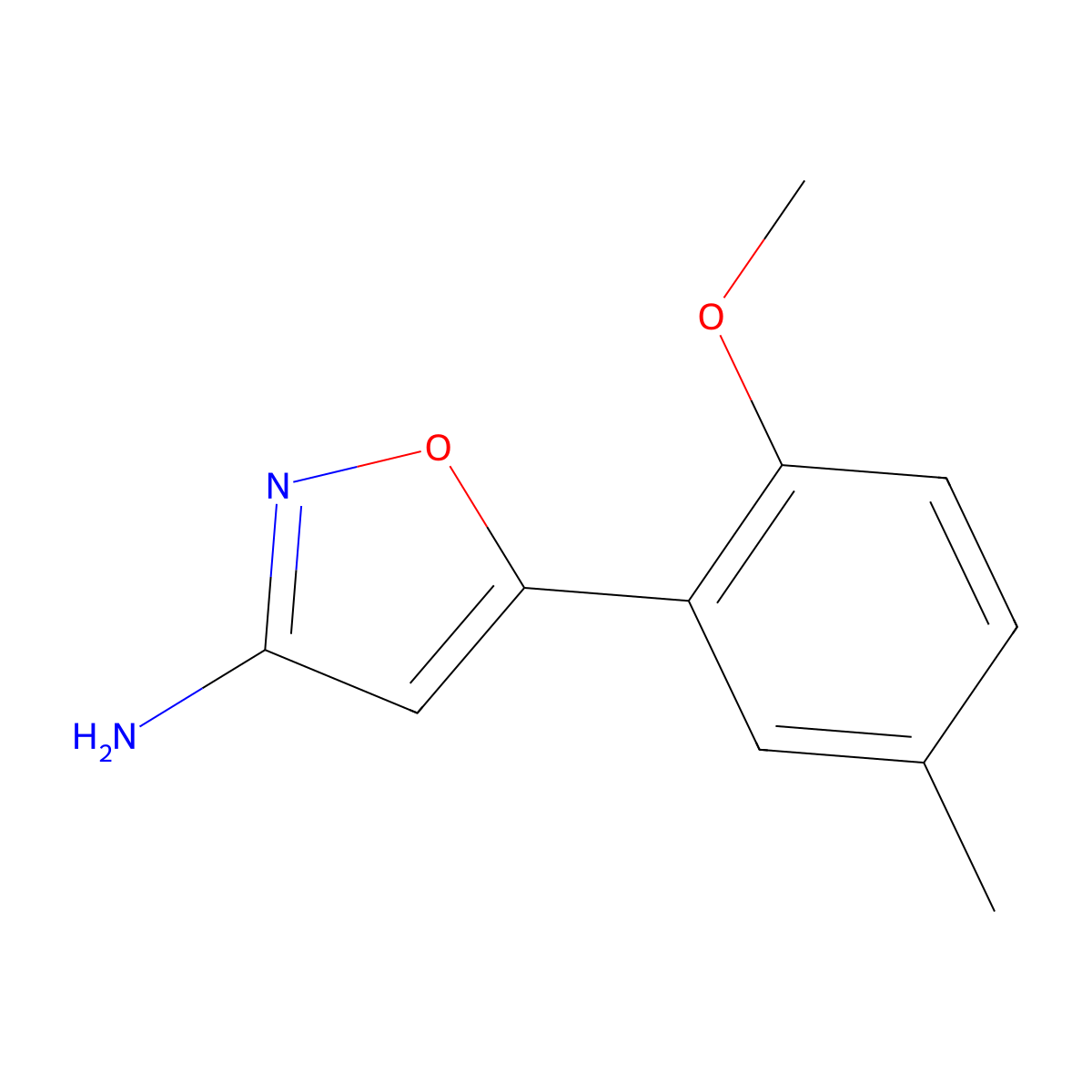 5-(2-Methoxy-5-methylphenyl)isoxazol-3-amine molecular structure, CAS 1267531-92-9