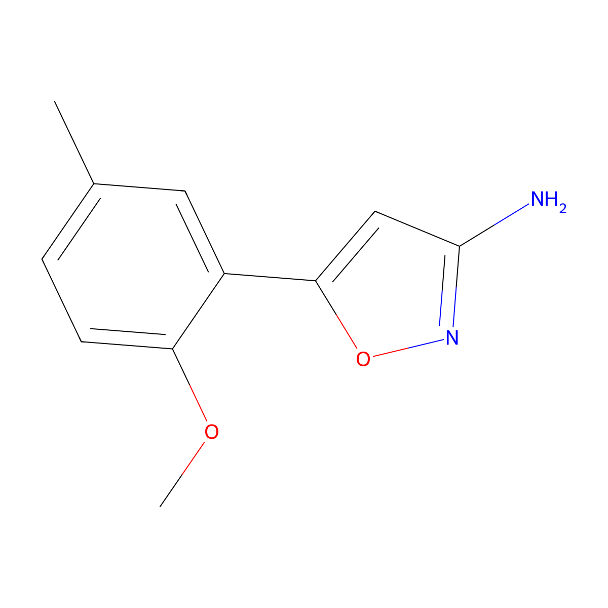 5-(2-Methoxy-5-methylphenyl)isoxazol-3-amine molecular structure, CAS 1267531-92-9