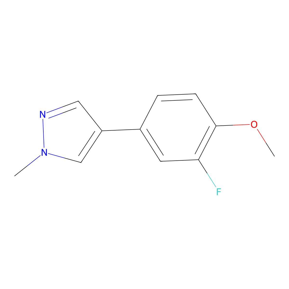 4-(3-fluoro-4-methoxyphenyl)-1-methyl-1H-pyrazole molecular structure, CAS 1267532-24-0