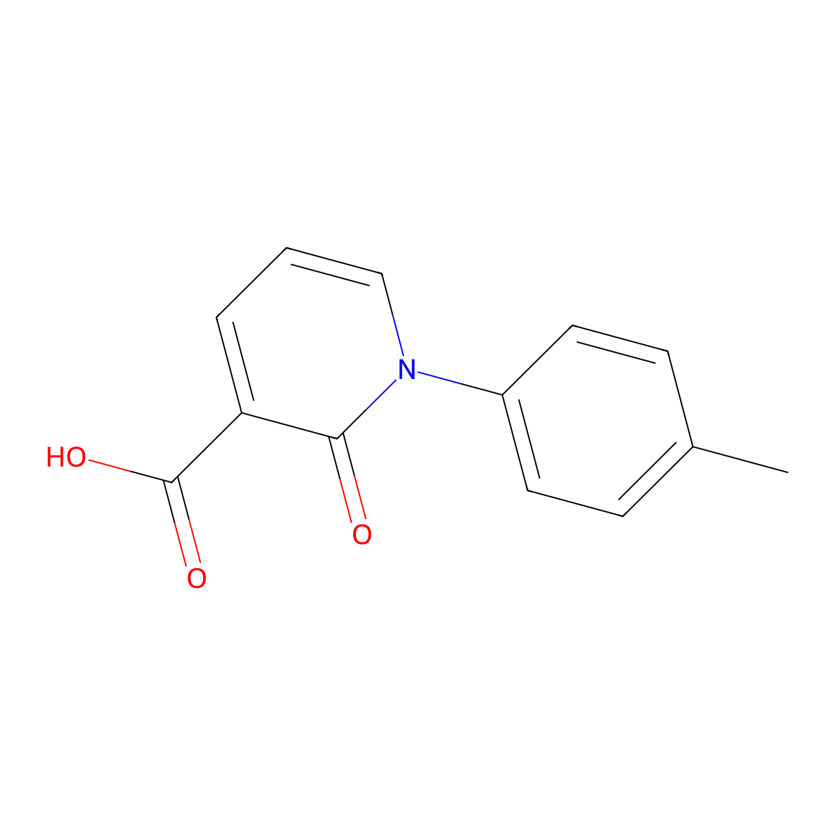2-Oxo-1-(p-tolyl)-1,2-dihydropyridine-3-carboxylic acid molecular structure, CAS 1267548-90-2