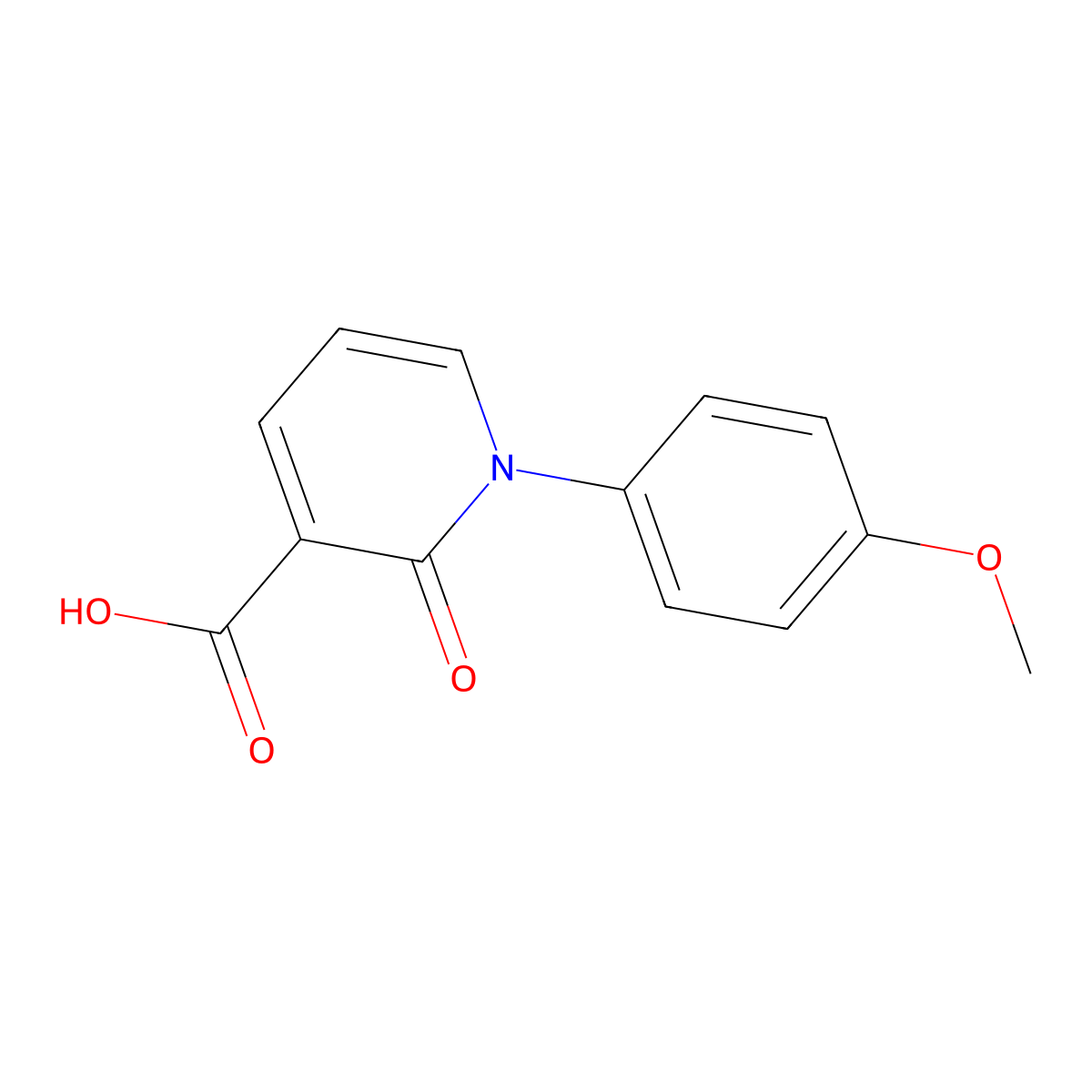 1-(4-Methoxyphenyl)-2-oxo-1,2-dihydropyridine-3-carboxylic acid molecular structure, CAS 1267555-15-6
