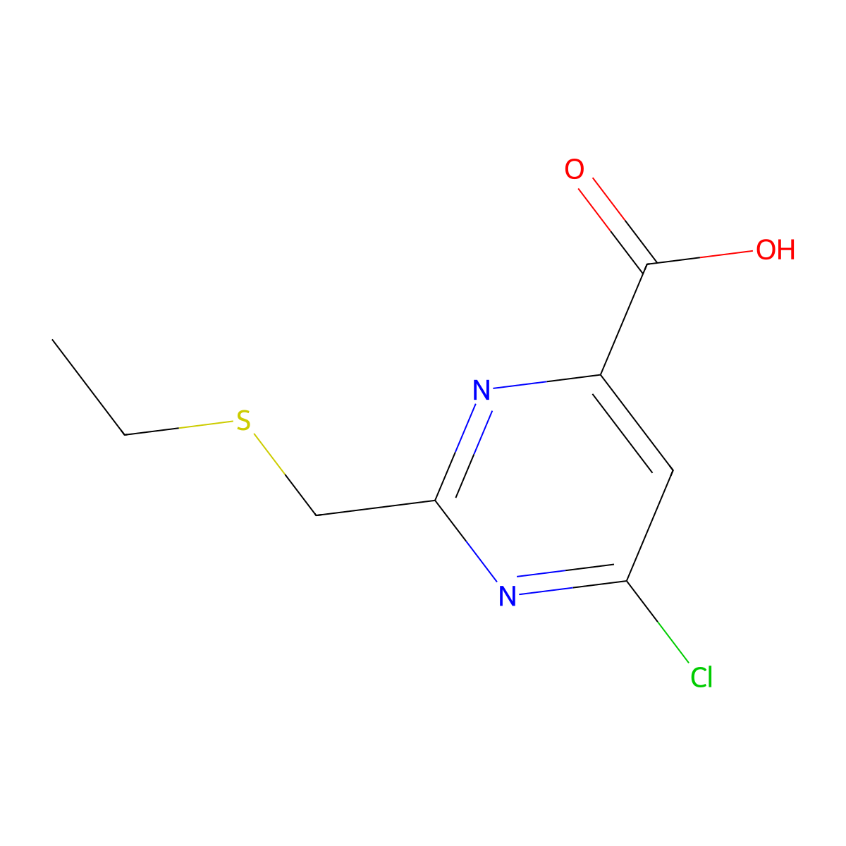 6-Chloro-2-[(ethylsulfanyl)methyl]pyrimidine-4-carboxylic acid molecular structure, CAS 1267585-03-4