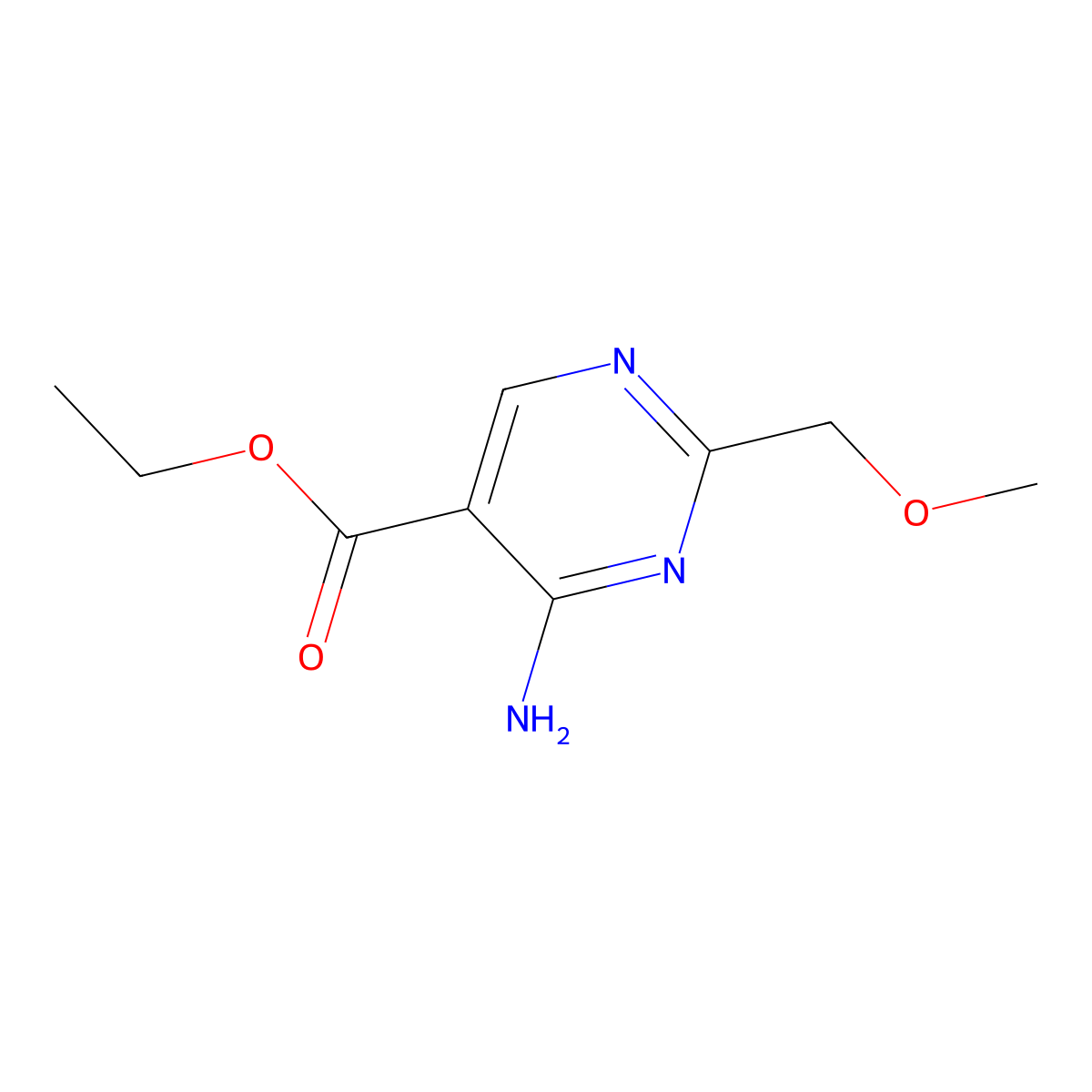 Ethyl 4-amino-2-(methoxymethyl)pyrimidine-5-carboxylate molecular structure, CAS 1267604-16-9