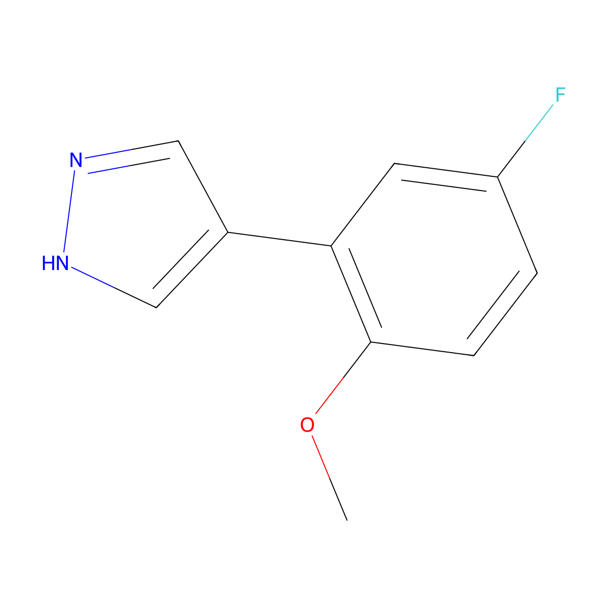 4-(5-fluoro-2-methoxyphenyl)-1H-pyrazole molecular structure, CAS 1267609-51-7