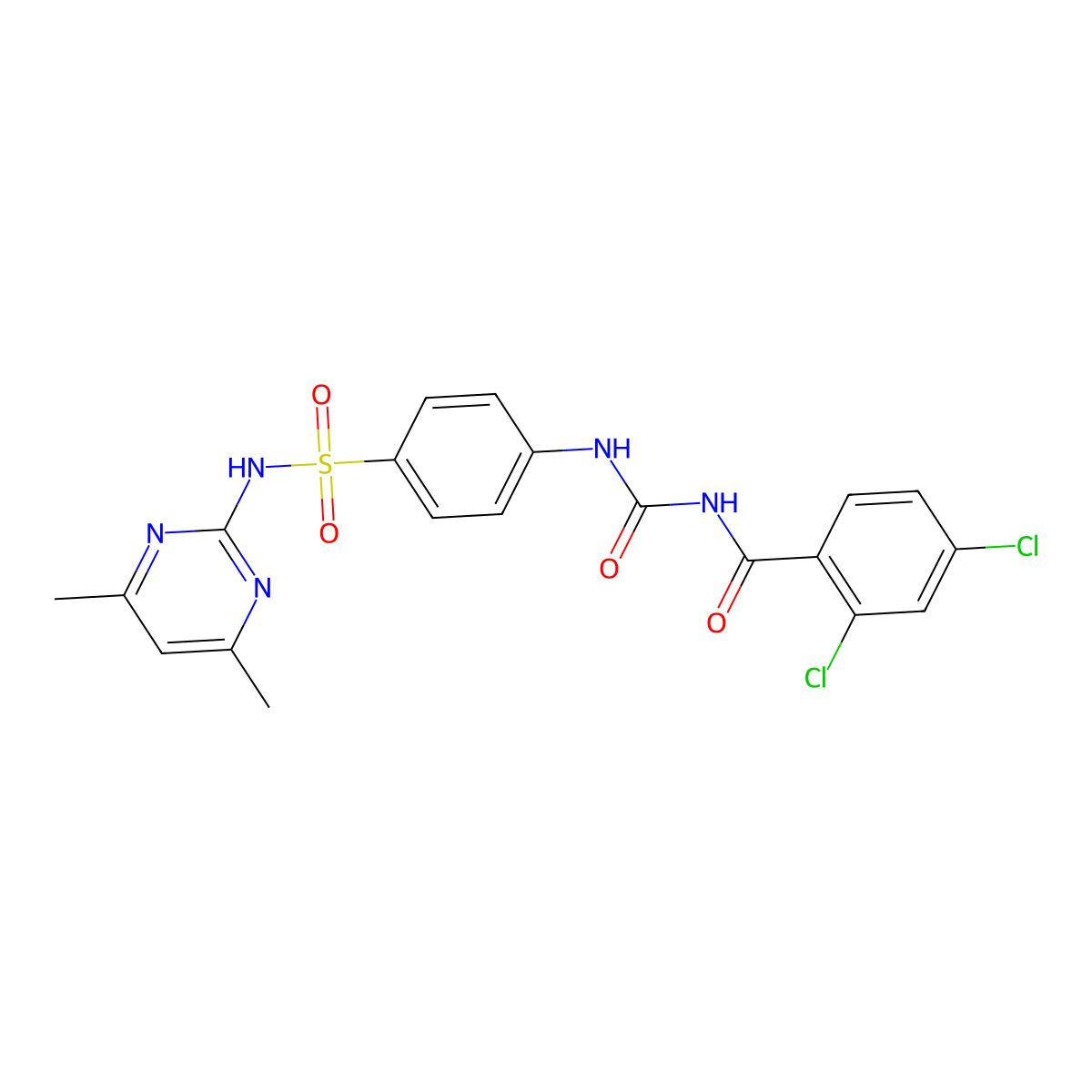 2,4-dichloro-N-[[4-[(4,6-dimethylpyrimidin-2-yl)sulfamoyl]phenyl]carbamoyl]benzamide molecular structure, CAS 1267610-30-9