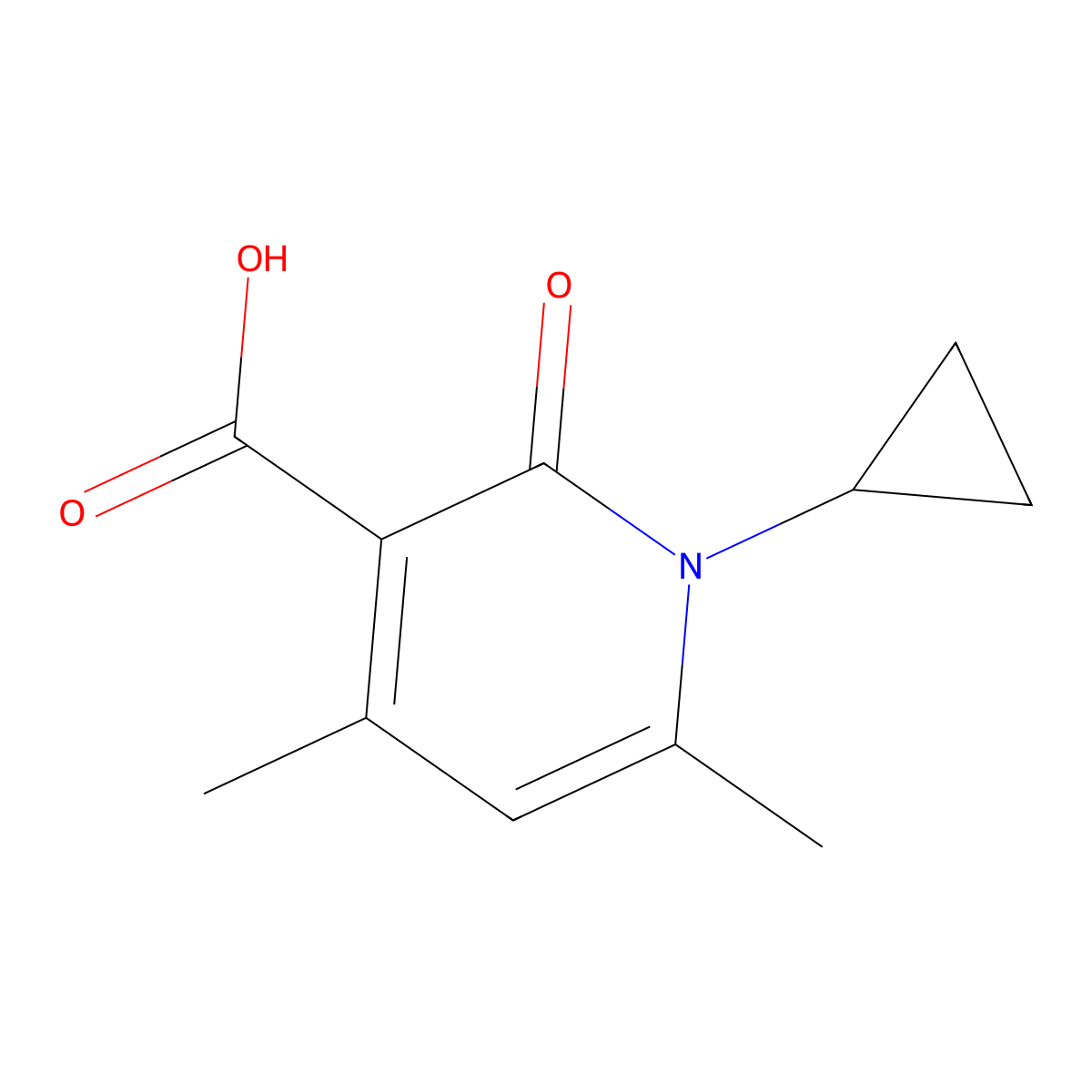 1-Cyclopropyl-4,6-dimethyl-2-oxo-1,2-dihydropyridine-3-carboxylic acid molecular structure, CAS 1267612-07-6