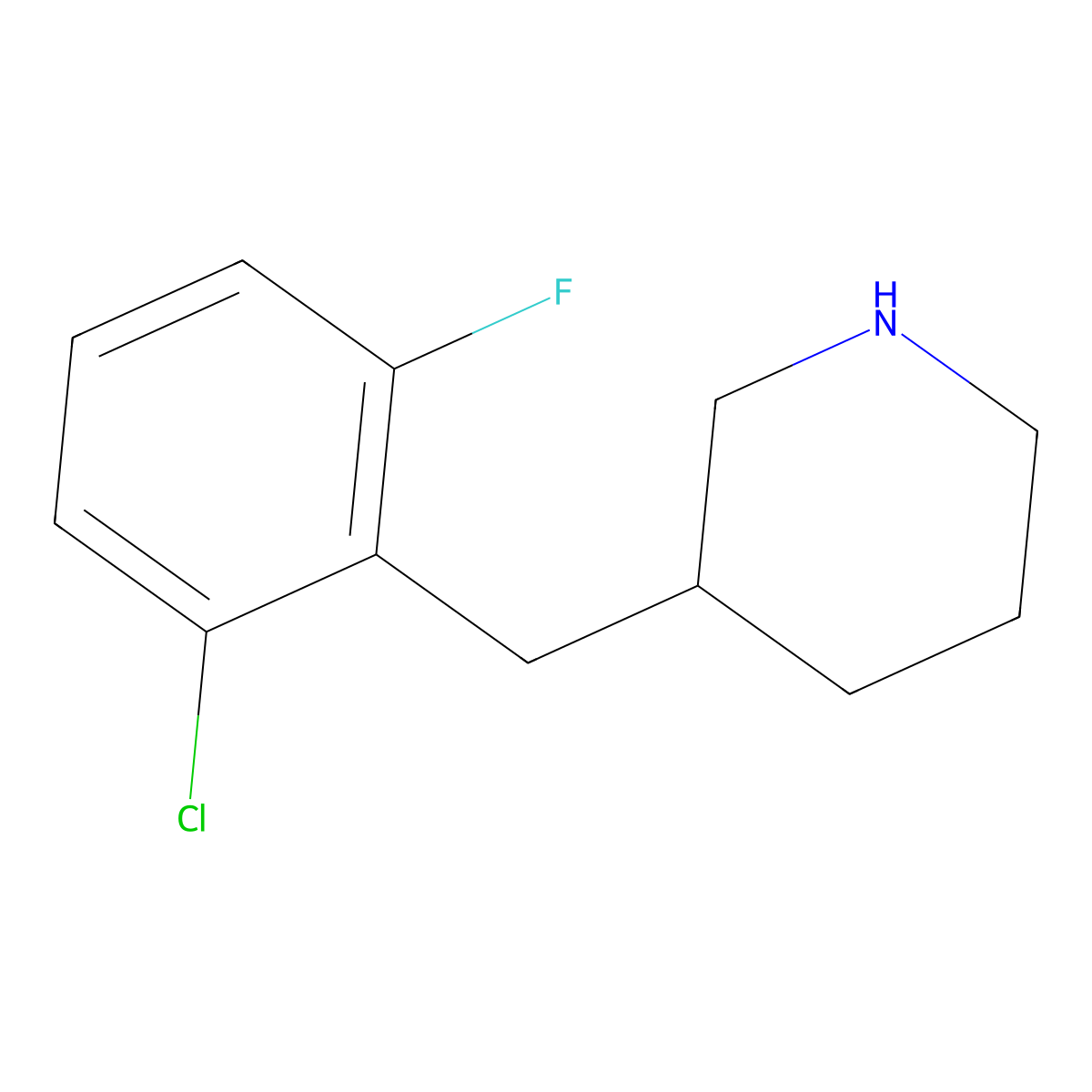3-(2-Chloro-6-fluorobenzyl)piperidine molecular structure, CAS 1267619-53-3