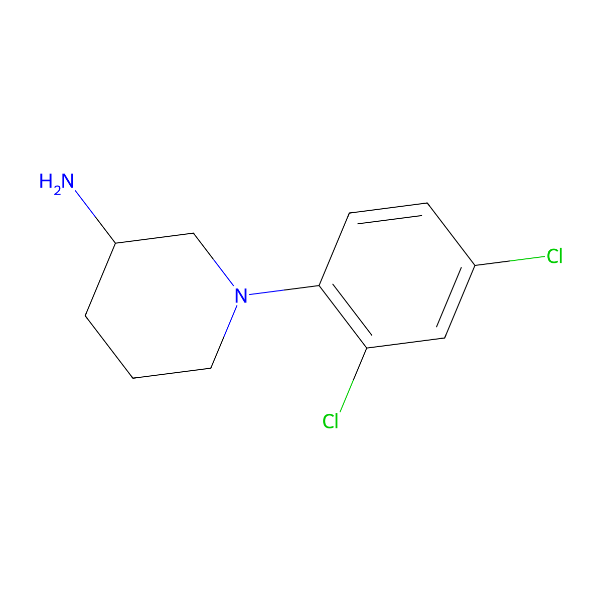 1-(2,4-Dichlorophenyl)piperidin-3-amine molecular structure, CAS 1267620-56-3
