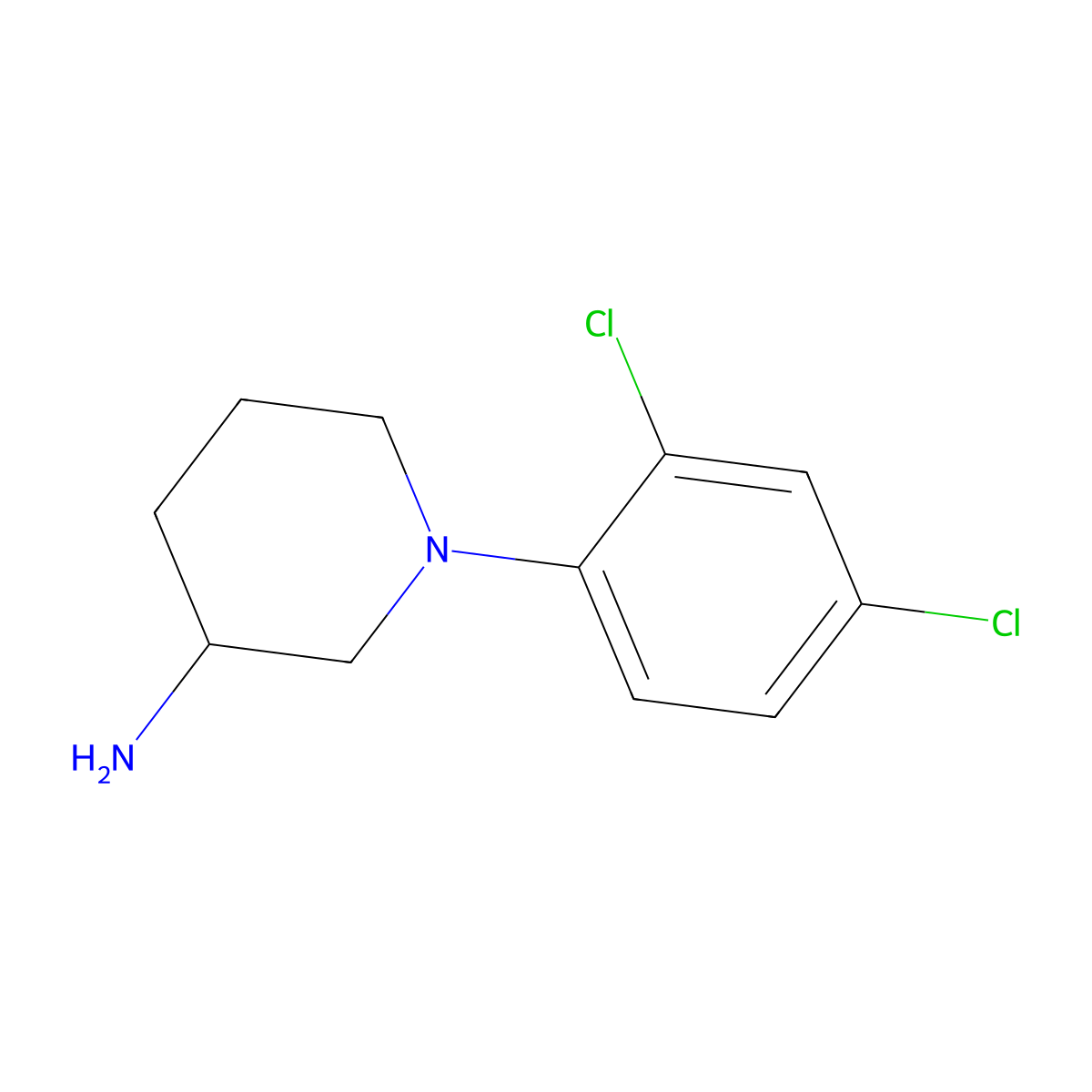 1-(2,4-Dichlorophenyl)piperidin-3-amine molecular structure, CAS 1267620-56-3