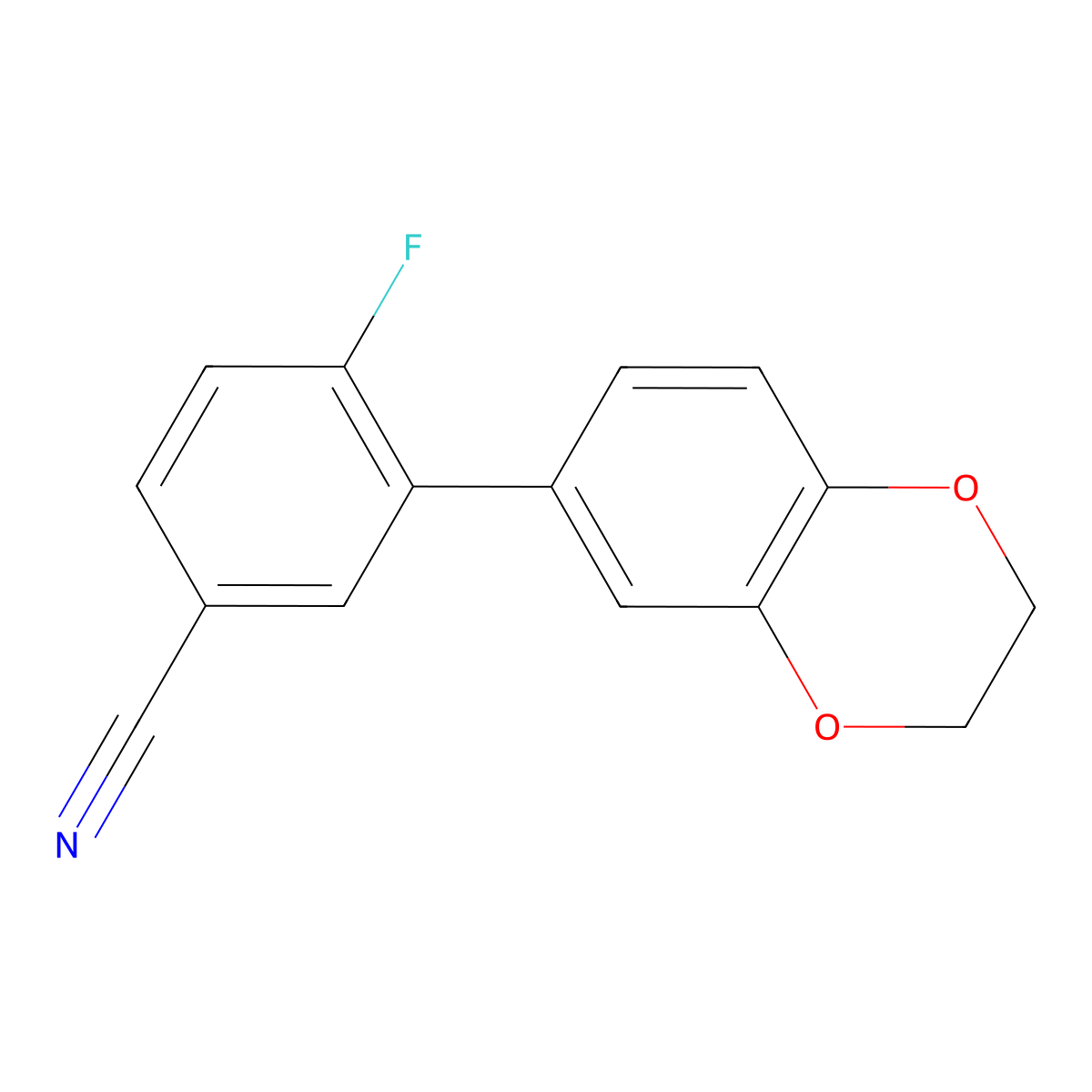 3-(2,3-Dihydrobenzo[b][1,4]dioxin-6-yl)-4-fluorobenzonitrile molecular structure, CAS 1267642-35-2