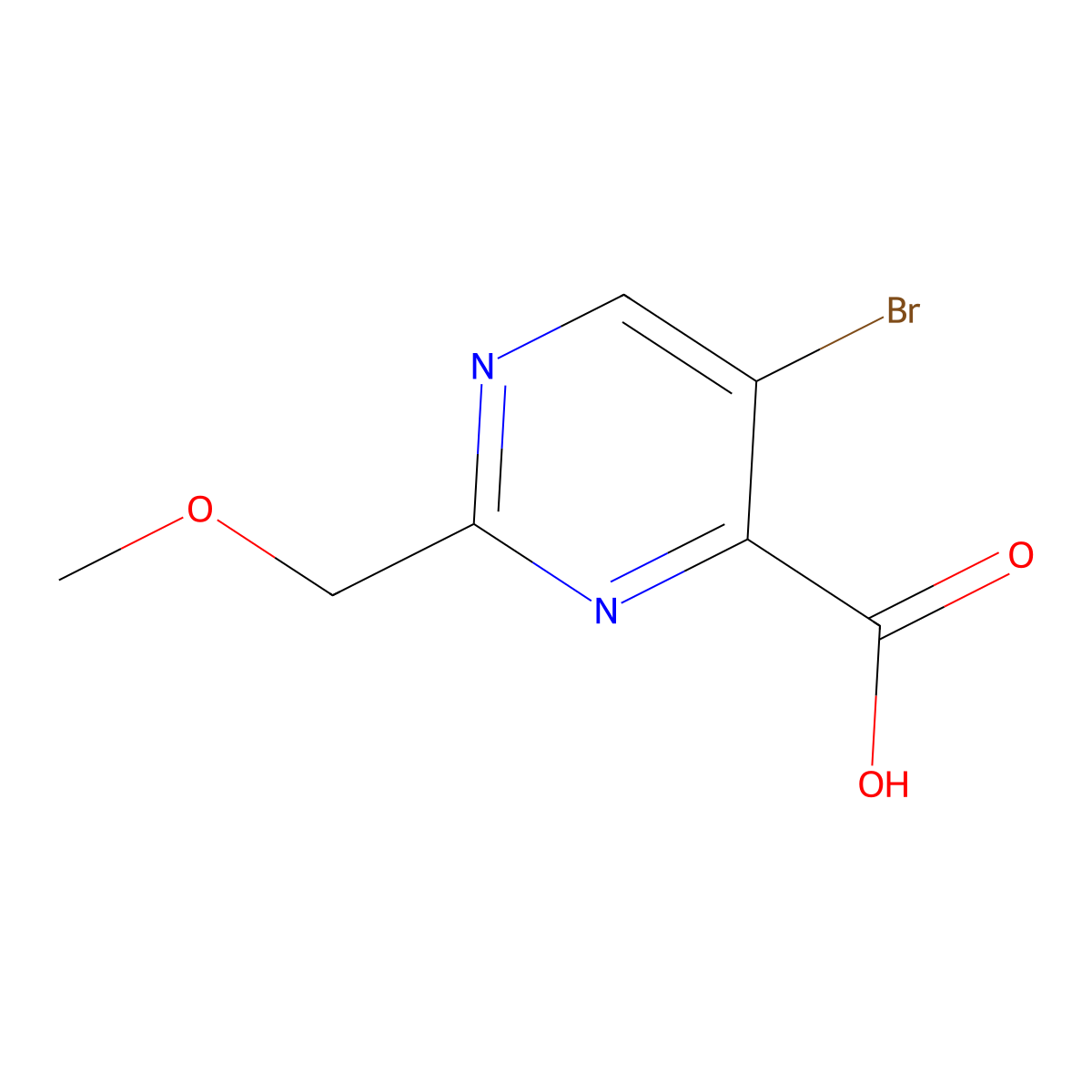 5-Bromo-2-(methoxymethyl)pyrimidine-4-carboxylic acid molecular structure, CAS 1267654-44-3