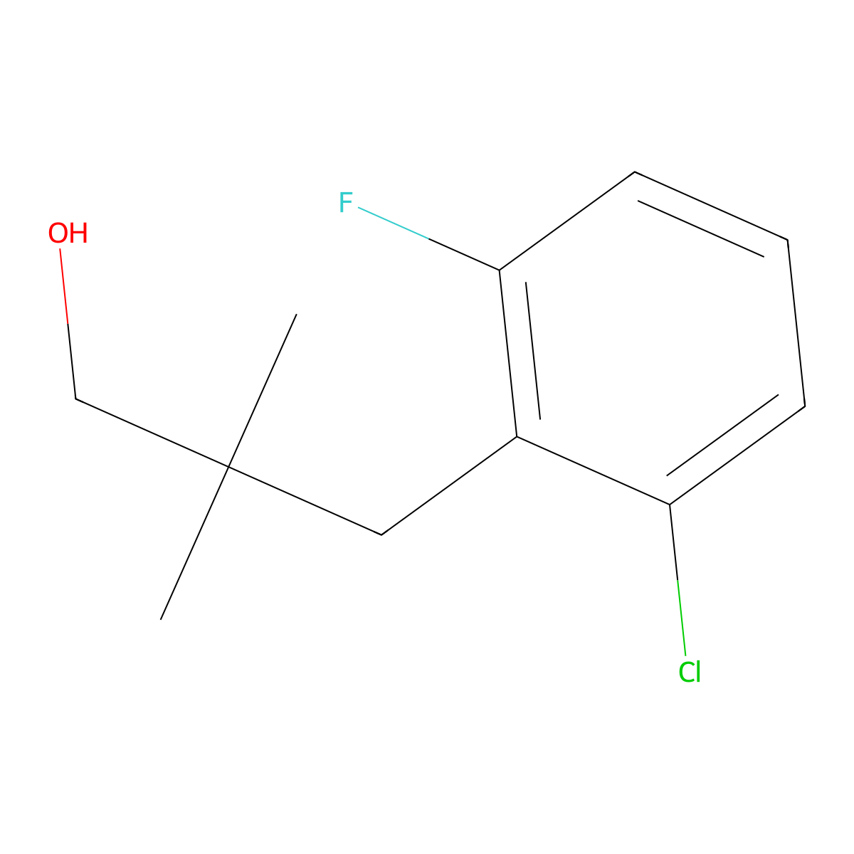 3-(2-Chloro-6-fluorophenyl)-2,2-dimethylpropan-1-ol molecular structure, CAS 1267672-31-0