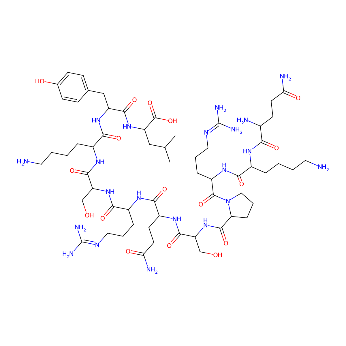 Glutaminyllysyl-N~5~-(diaminomethylidene)ornithylprolylserylglutaminyl-N~5~-(diaminomethylidene)ornithylseryllysyltyrosylleucine molecular structure, CAS 126768-94-3
