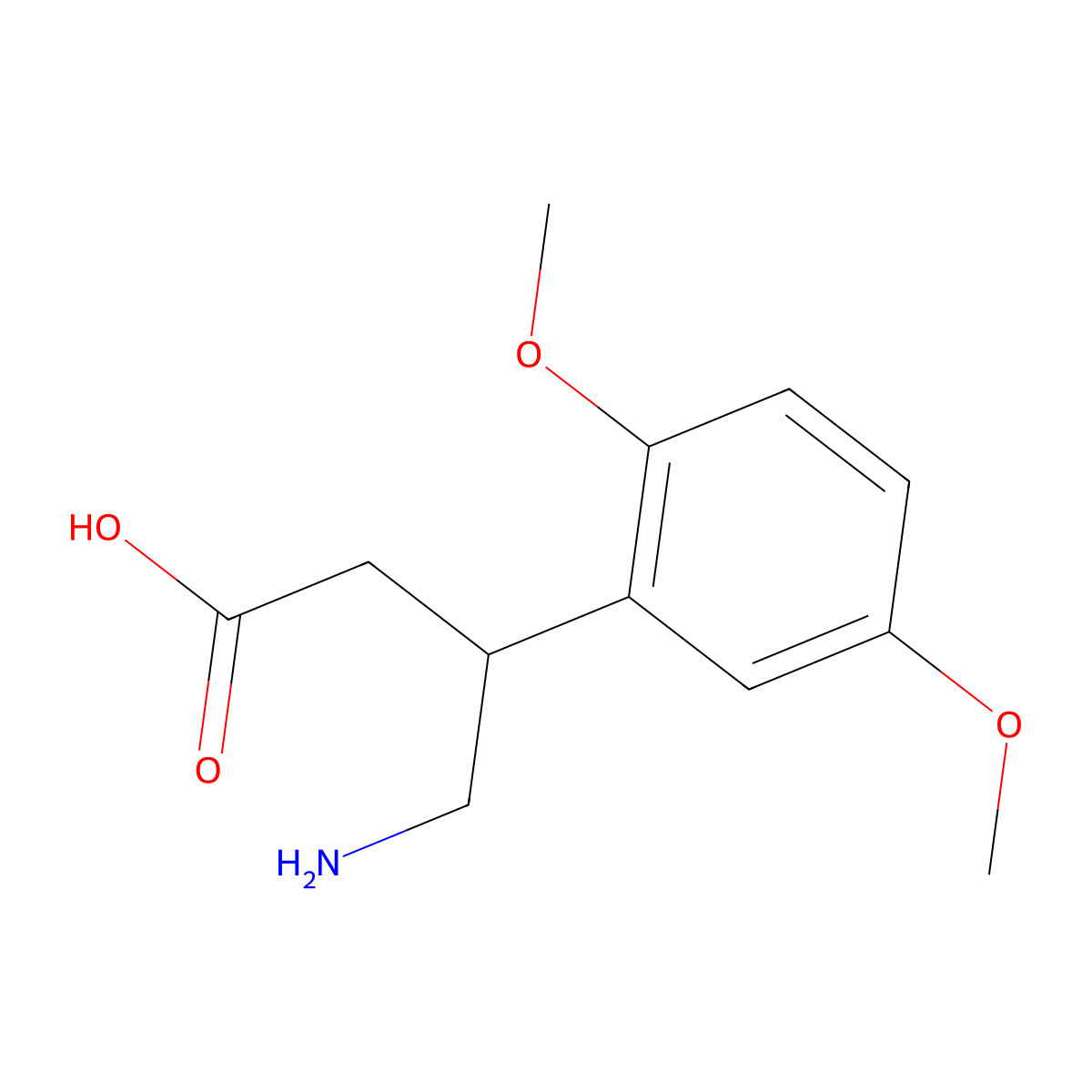 4-Amino-3-(2,5-dimethoxyphenyl)butanoic acid molecular structure, CAS 1267680-09-0