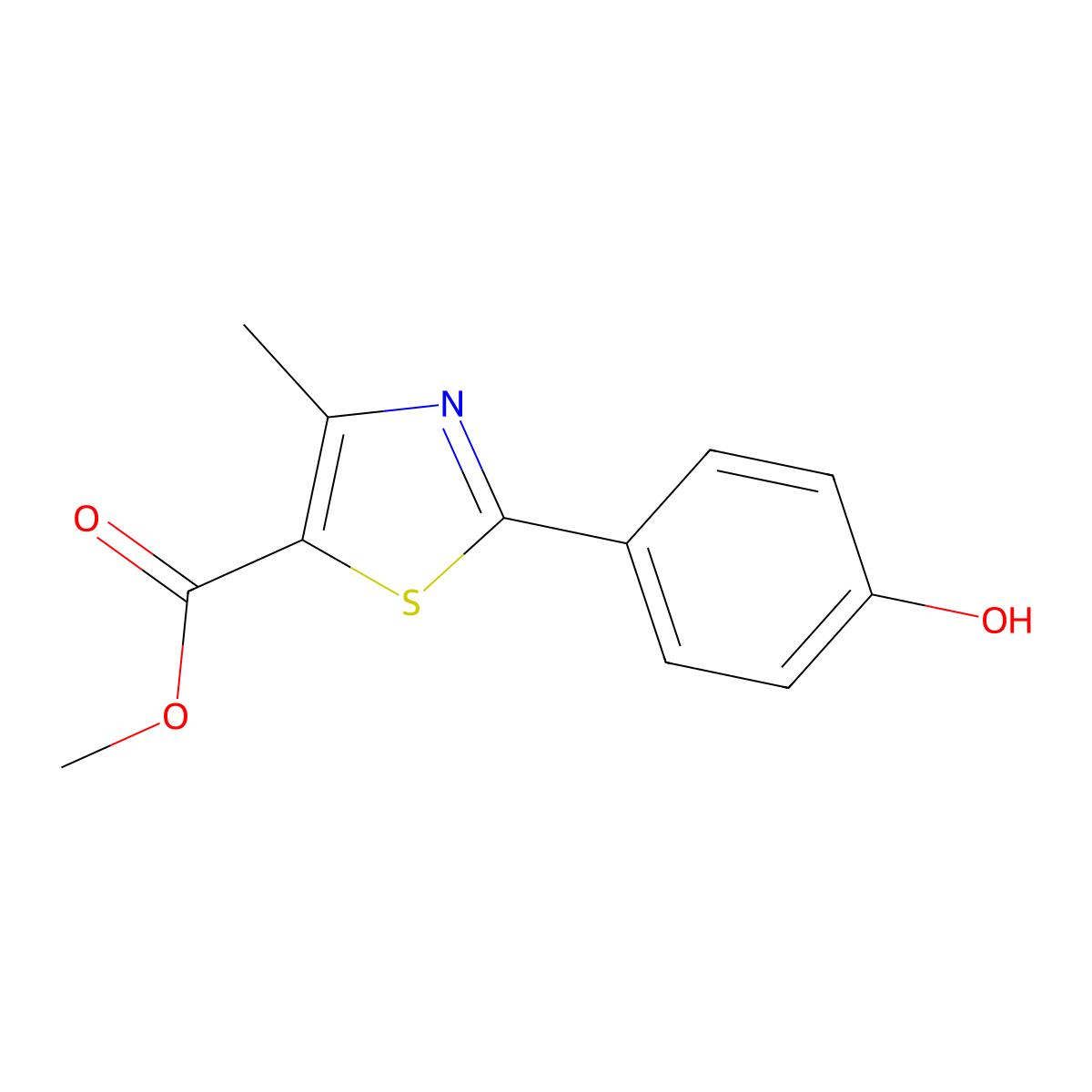 Methyl 2-(4-hydroxyphenyl)-4-methyl-1,3-thiazole-5-carboxylate molecular structure, CAS 1267681-15-1