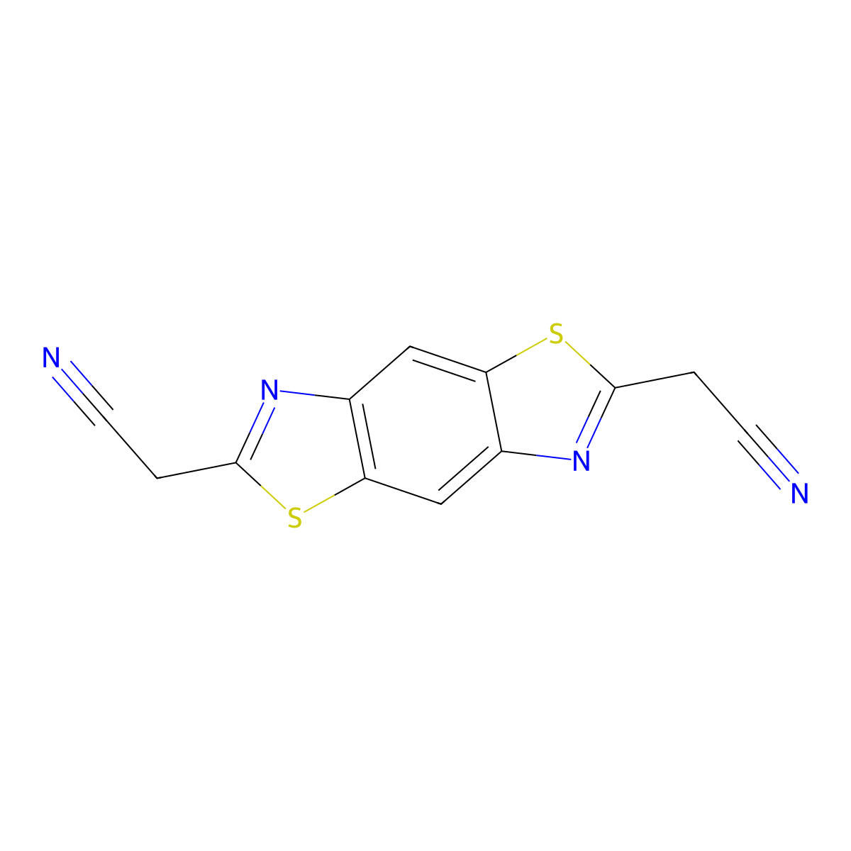 2,2'-(Benzo[1,2-d:4,5-d']bis(thiazole)-2,6-diyl)diacetonitrile molecular structure, CAS 1267681-21-9