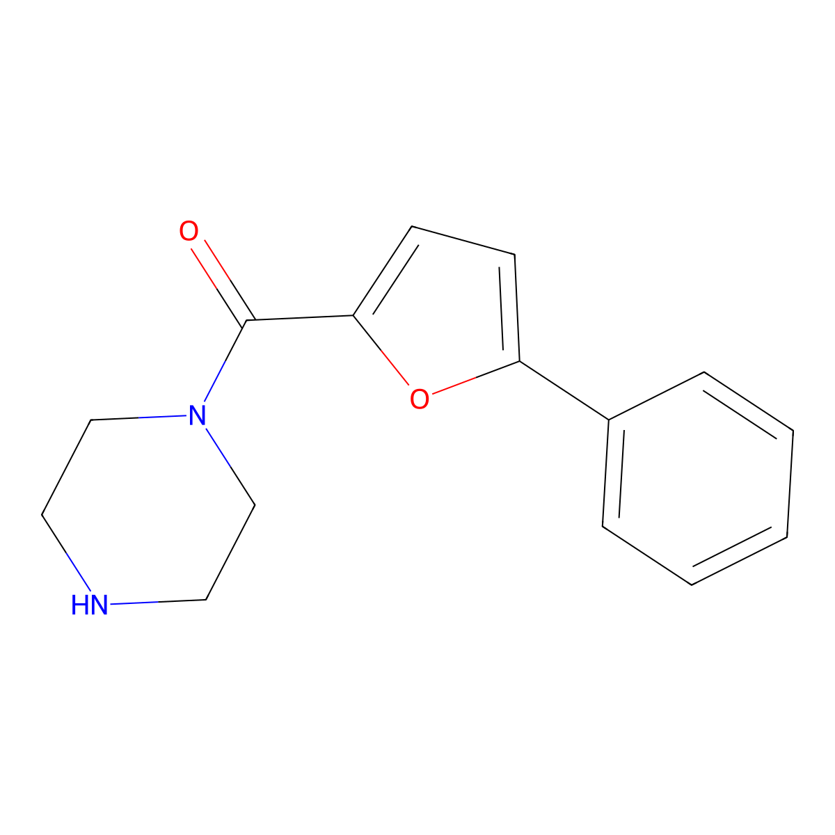1-(5-Phenylfuran-2-carbonyl)piperazine molecular structure, CAS 1267690-66-3