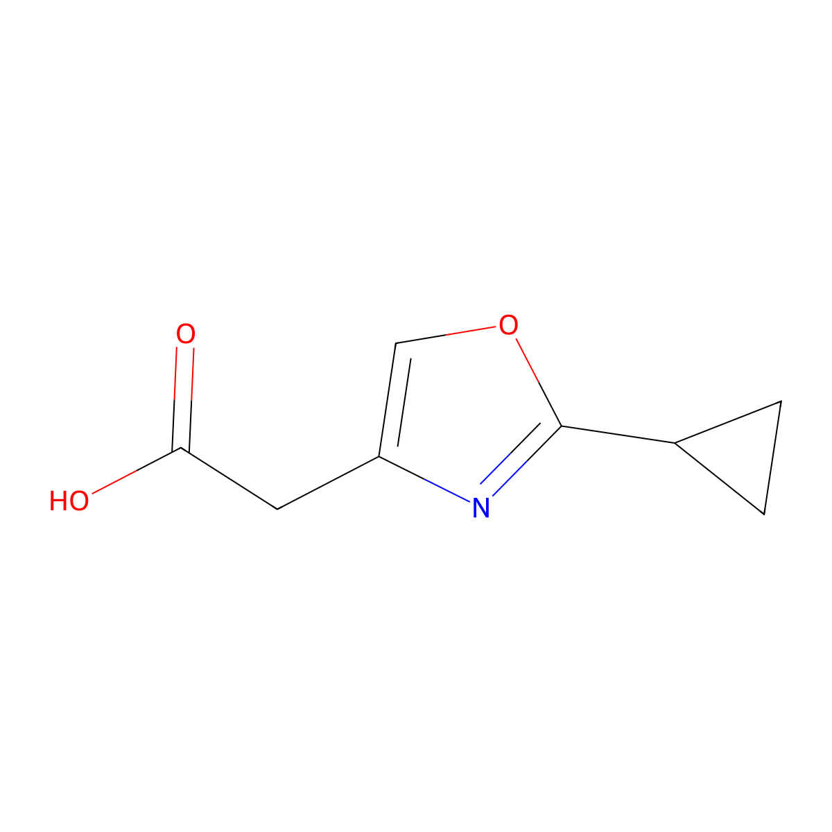 2-(2-Cyclopropyloxazol-4-yl)acetic acid molecular structure, CAS 1267706-20-6