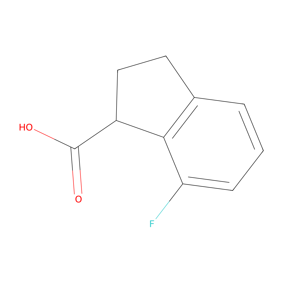 7-fluoro-2,3-dihydro-1H-indene-1-carboxylic acid molecular structure, CAS 1267706-82-0