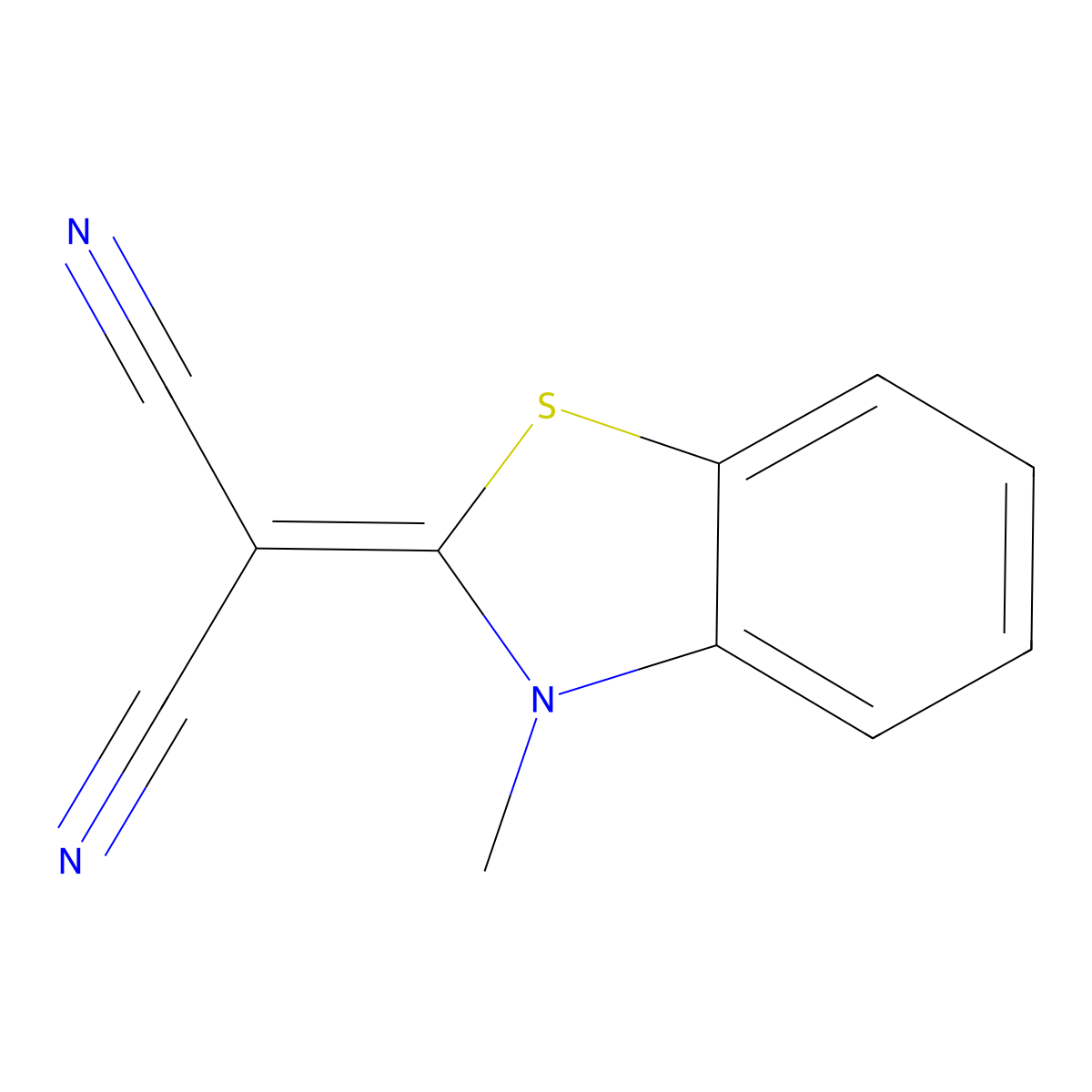 2-(3-Methyl-1,3-benzothiazol-2-ylidene)propanedinitrile molecular structure, CAS 126772-91-6